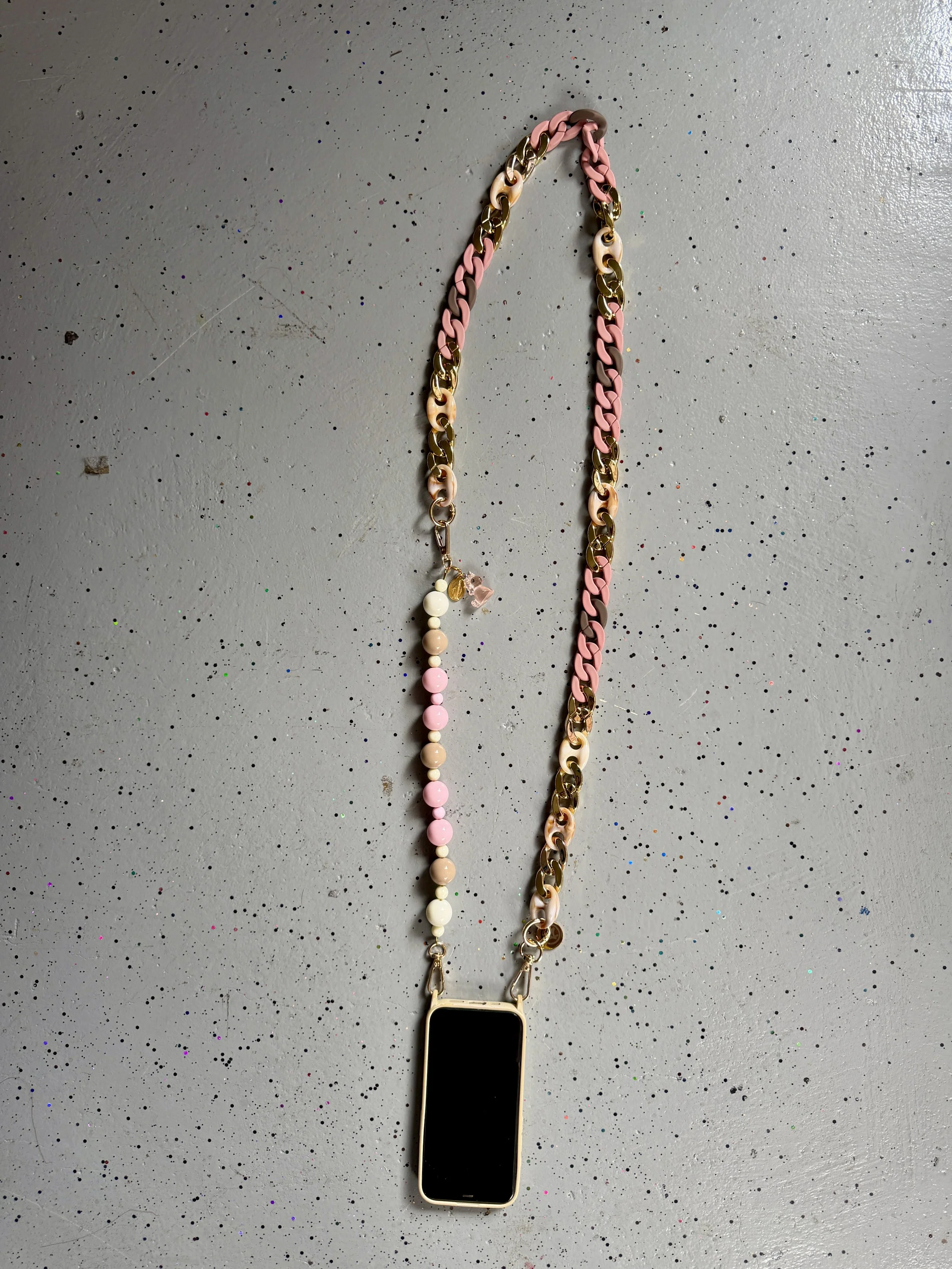 Standard, Pink- Brown - Cross Body Phone Chain