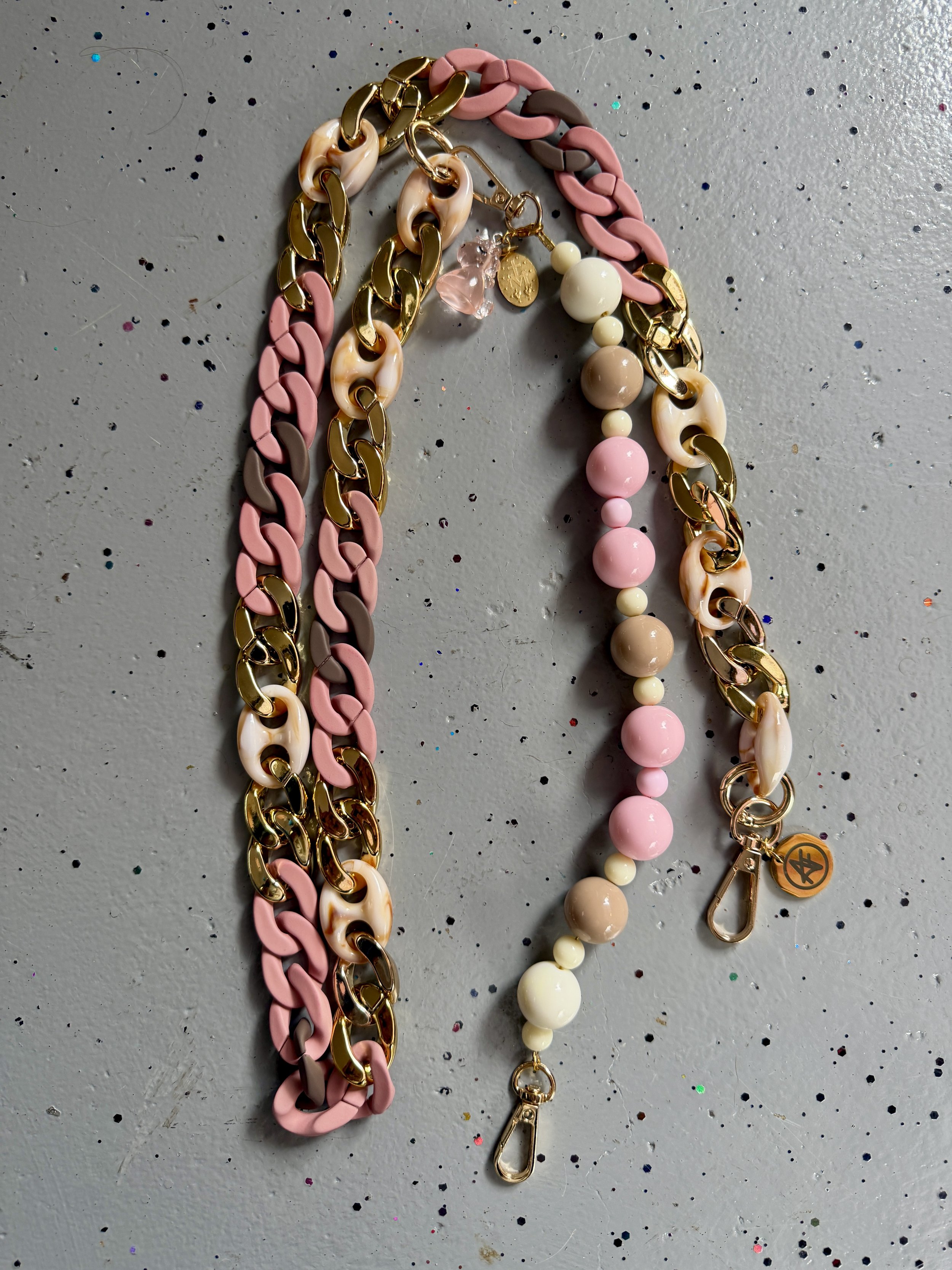 Standard, Pink- Brown - Cross Body Phone Chain