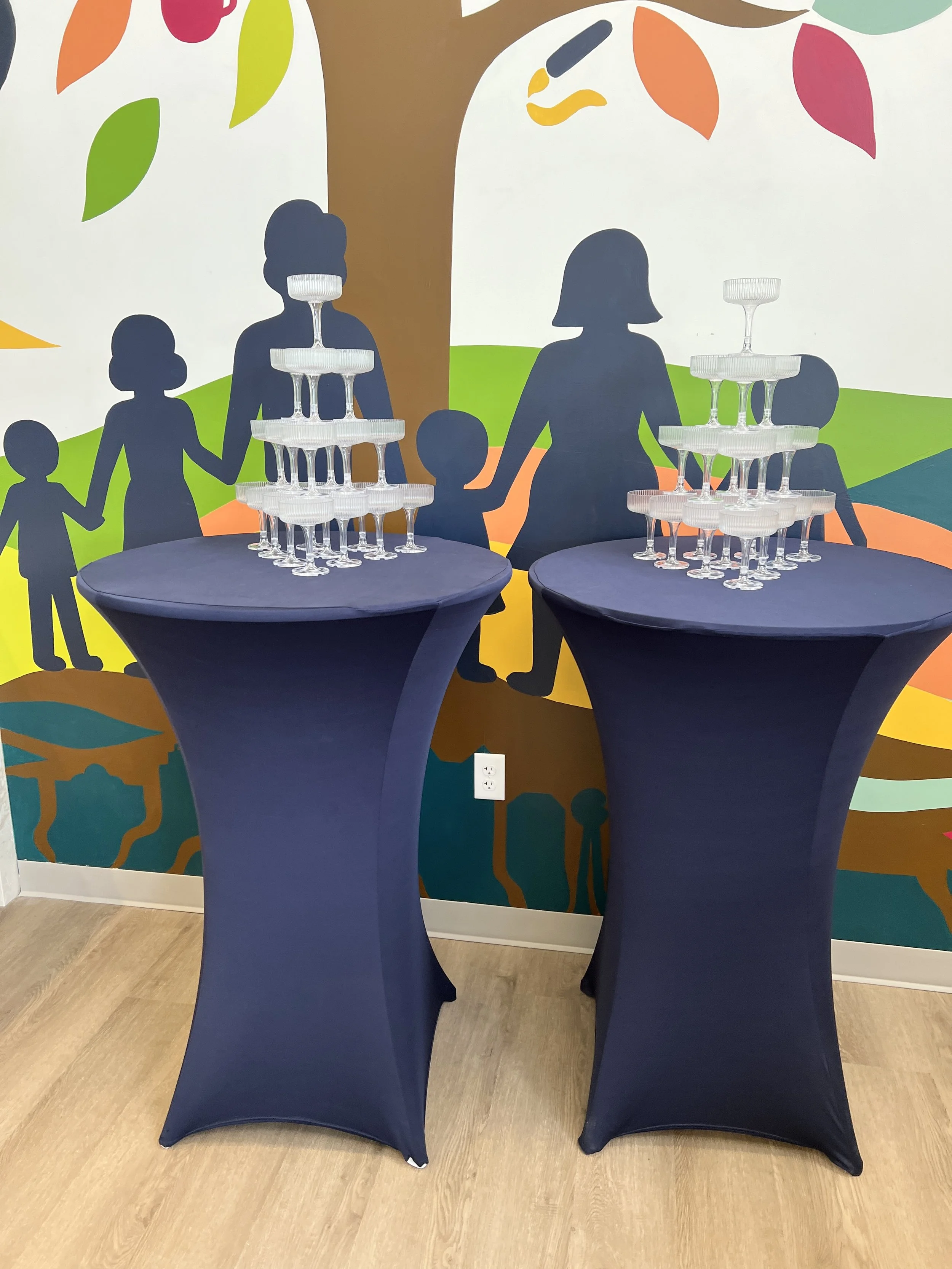 Champagne towers and Cocktail tables rentals 