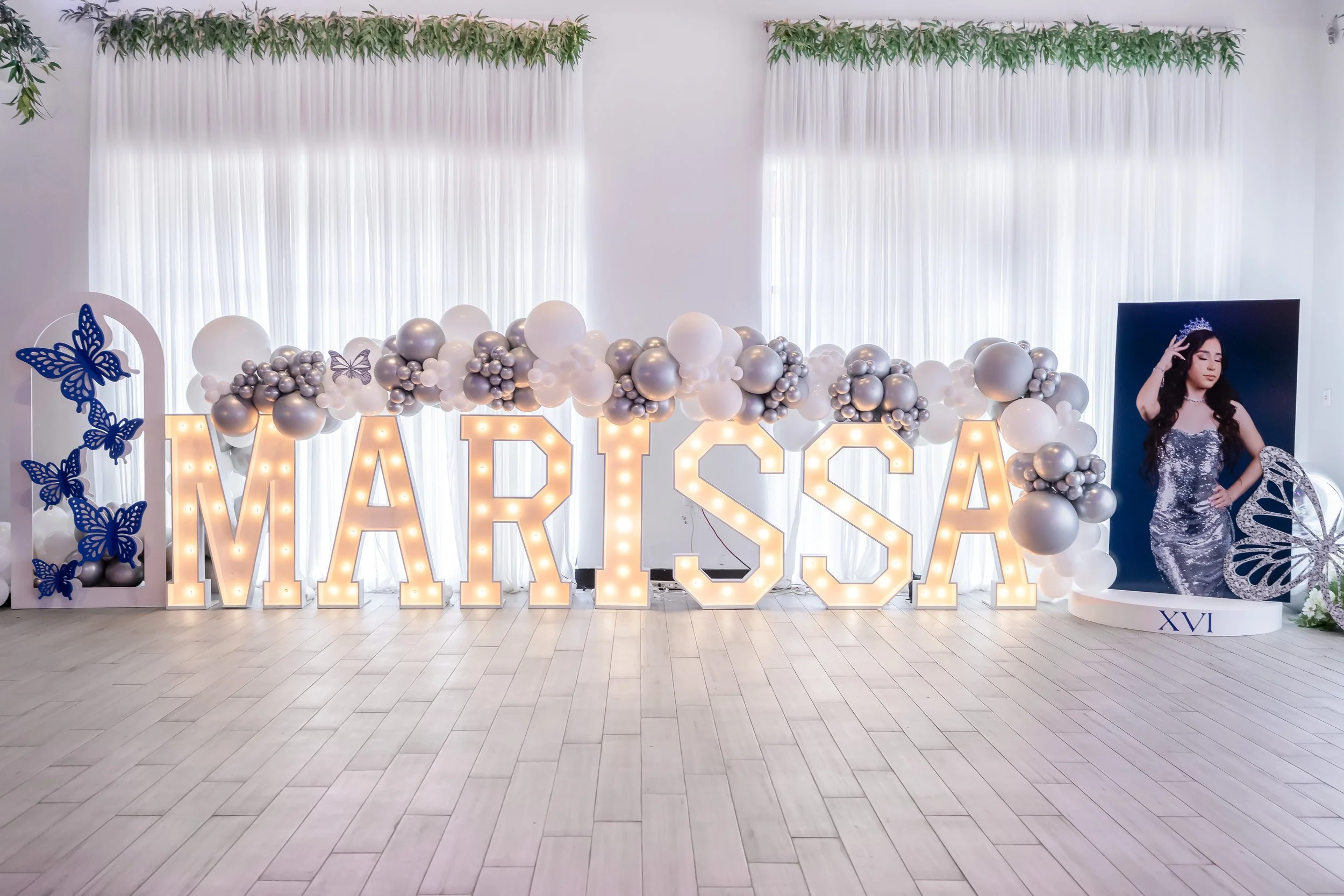 Sweet 16 Name Focal Point decor. Full Stage Decorations. 