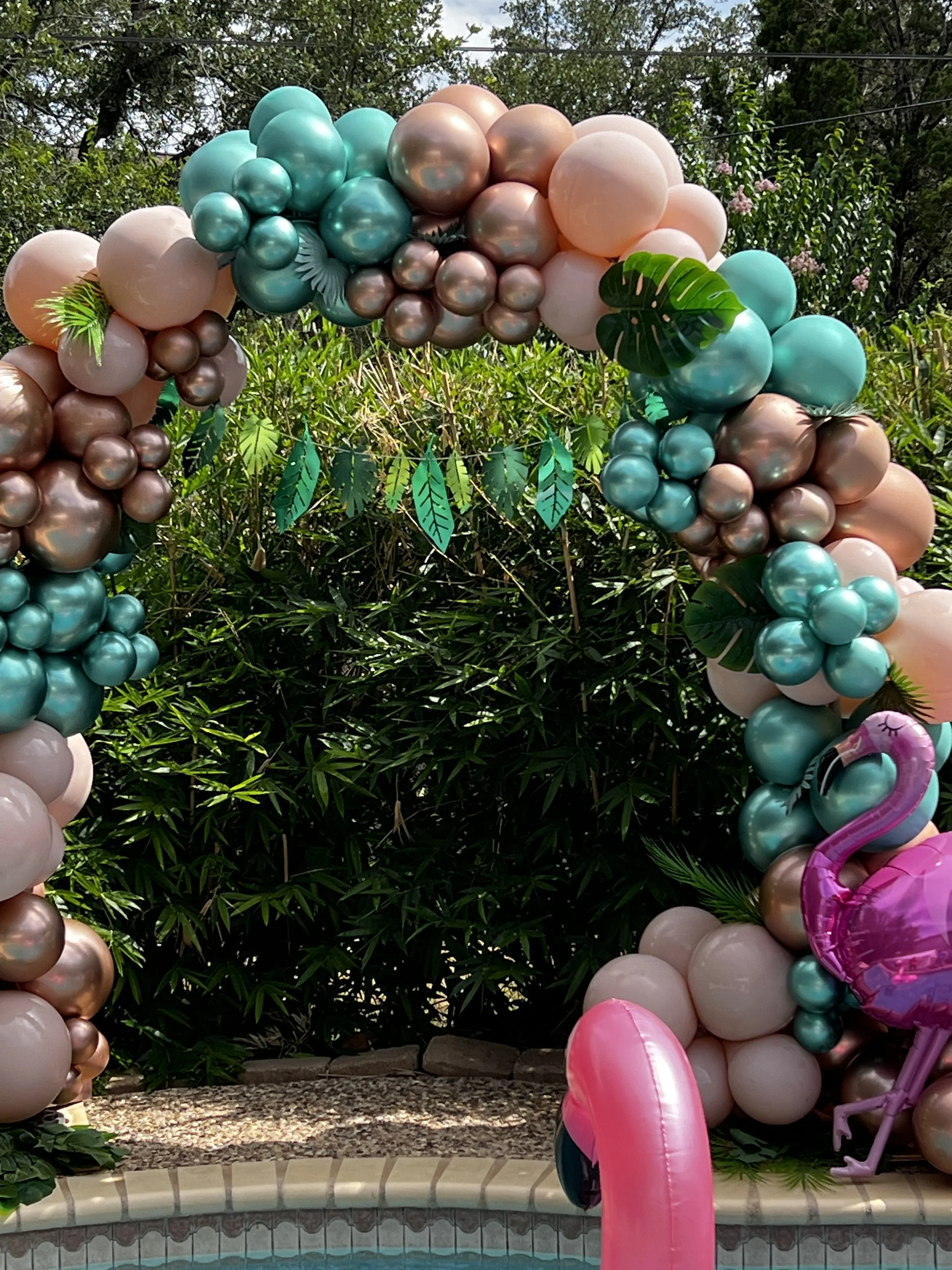 Rose gold, Chrome green, and Cameo balloons san antonio 