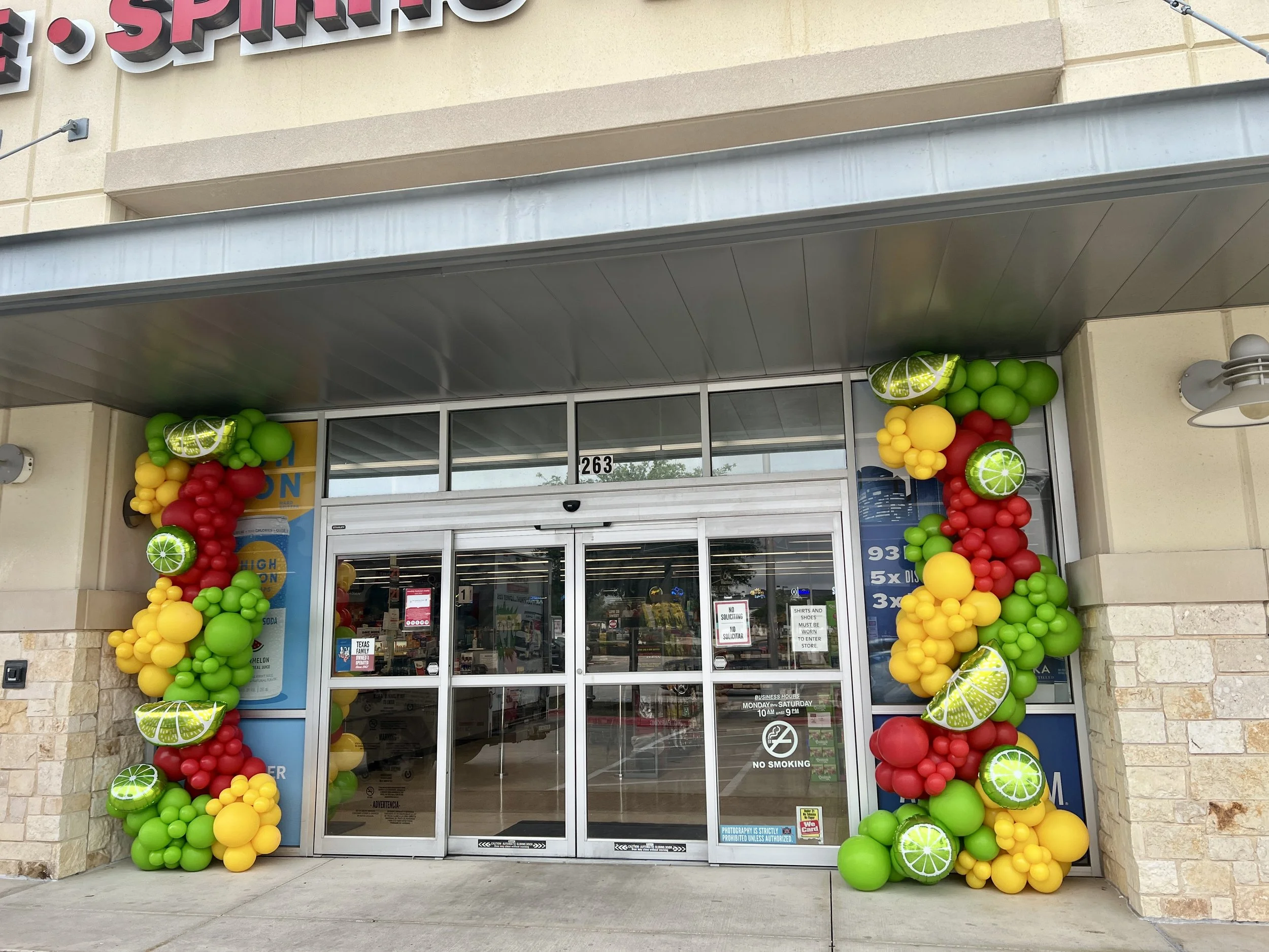 Storefront balloon decor/ installation.