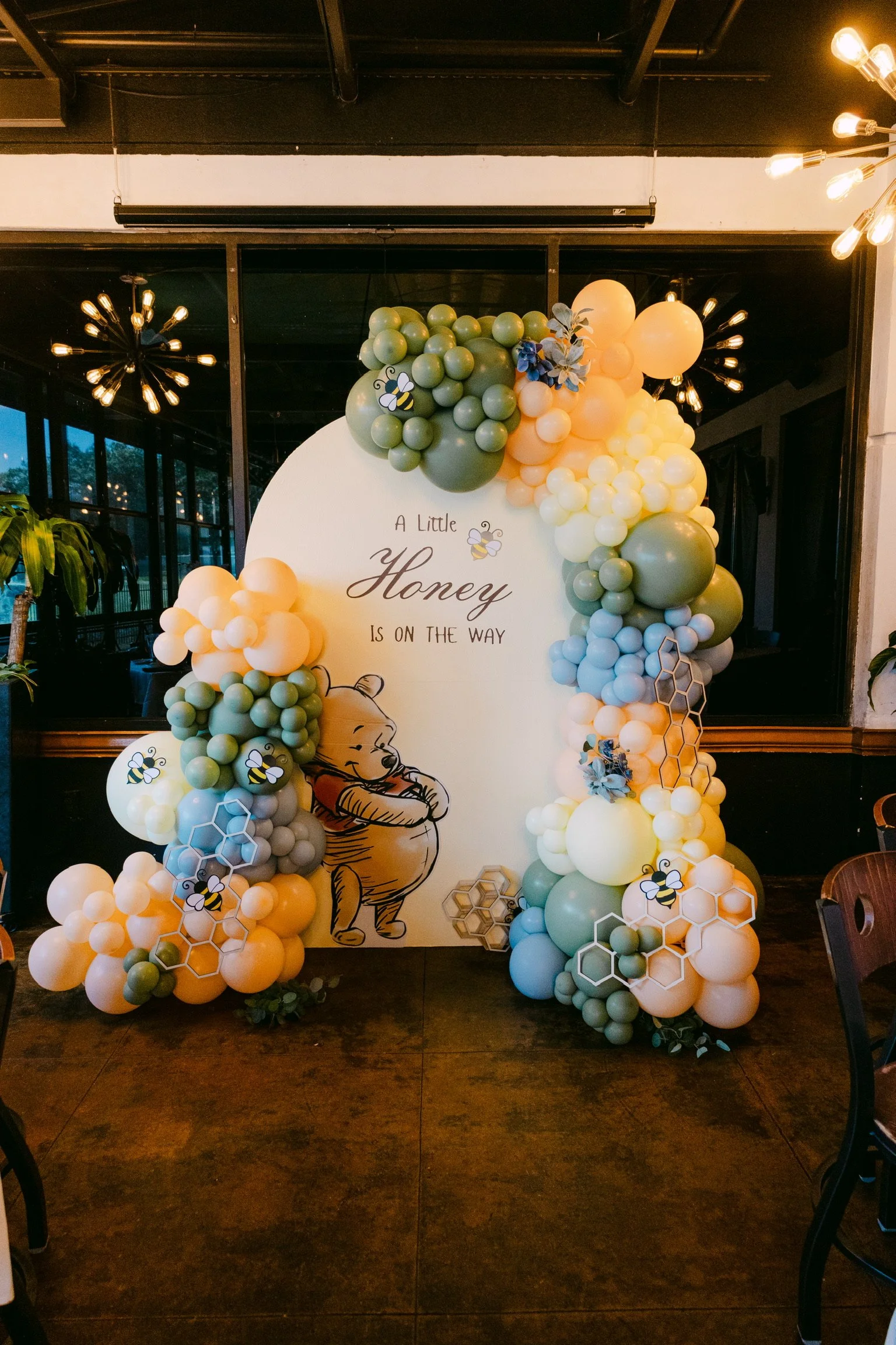 Winnie the Pooh baby shower backdrop 