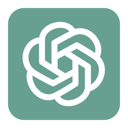 The OpenAI ChatGPT logo: a white knot-style flower icon on a muted green rounded square.