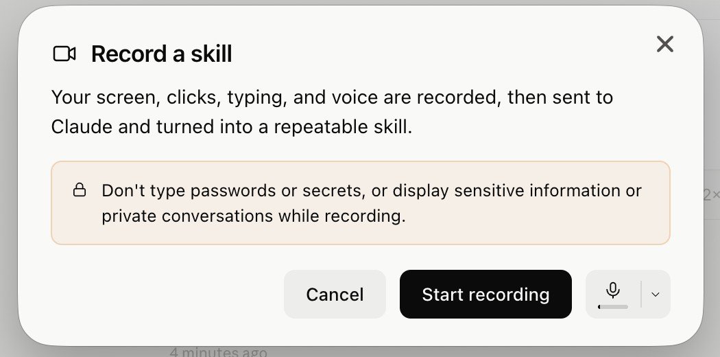 Record the skill using the microphone