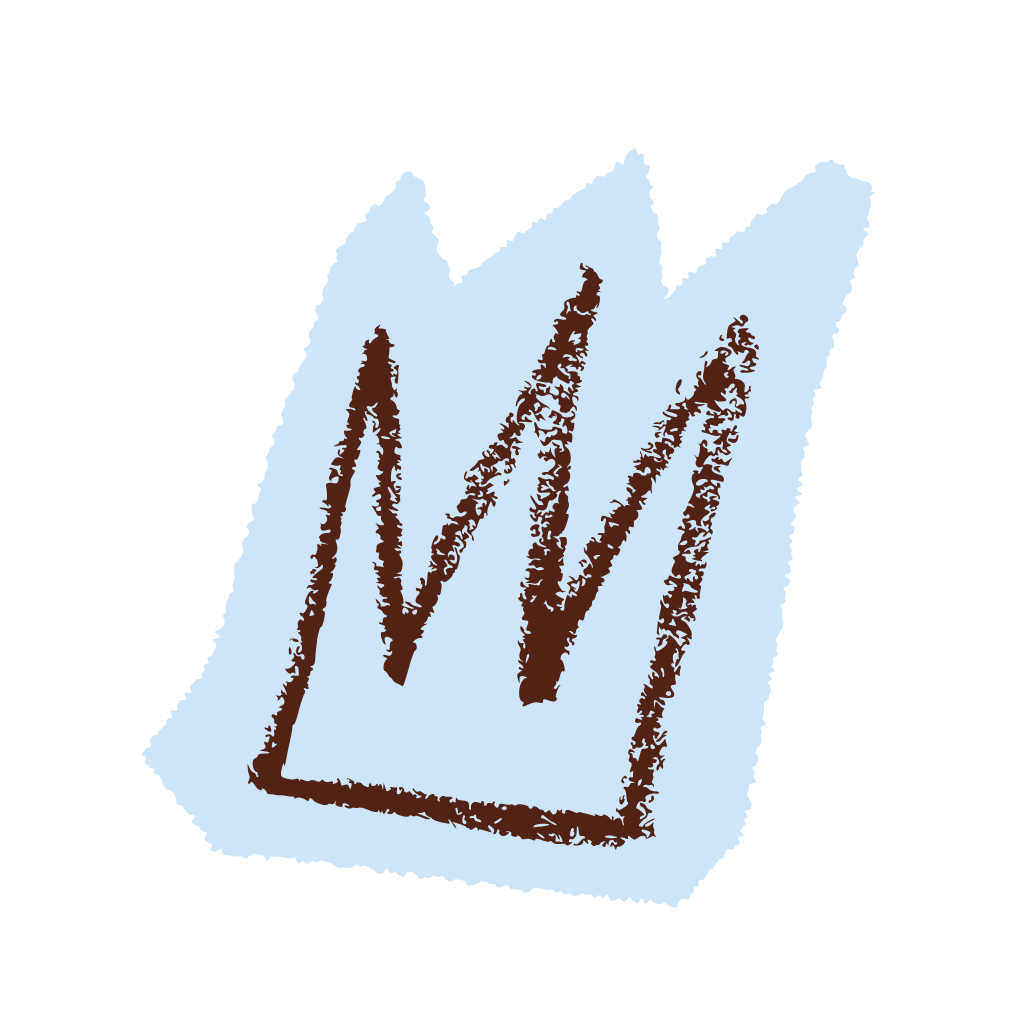 Hand-drawn crown doodle icon in brown ink