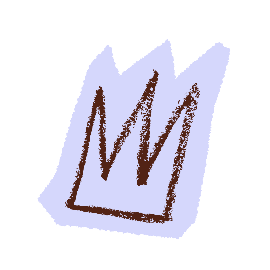 Hand-drawn crown doodle icon in brown ink