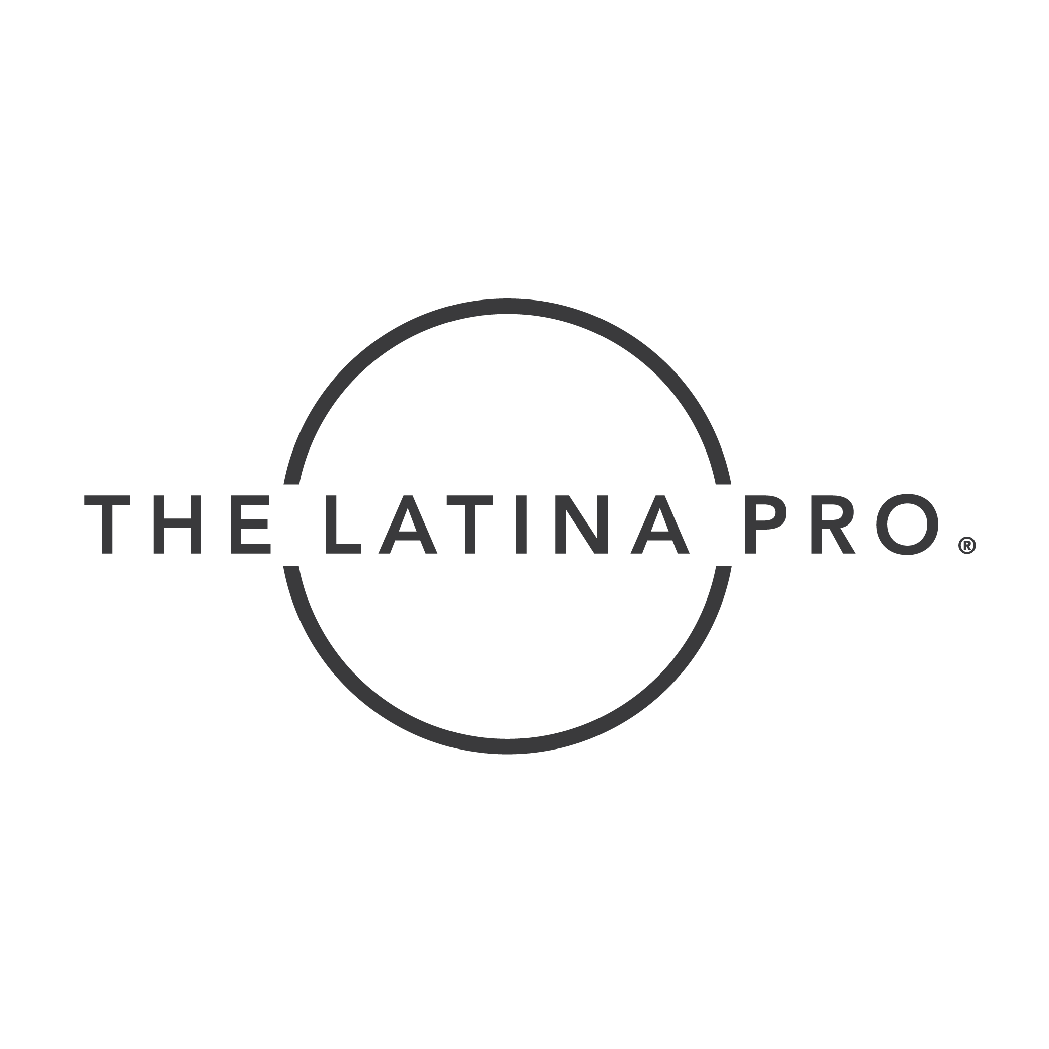 Logo for The Latina Pro featuring a circle with the text 'The Latina Pro' across the middle.