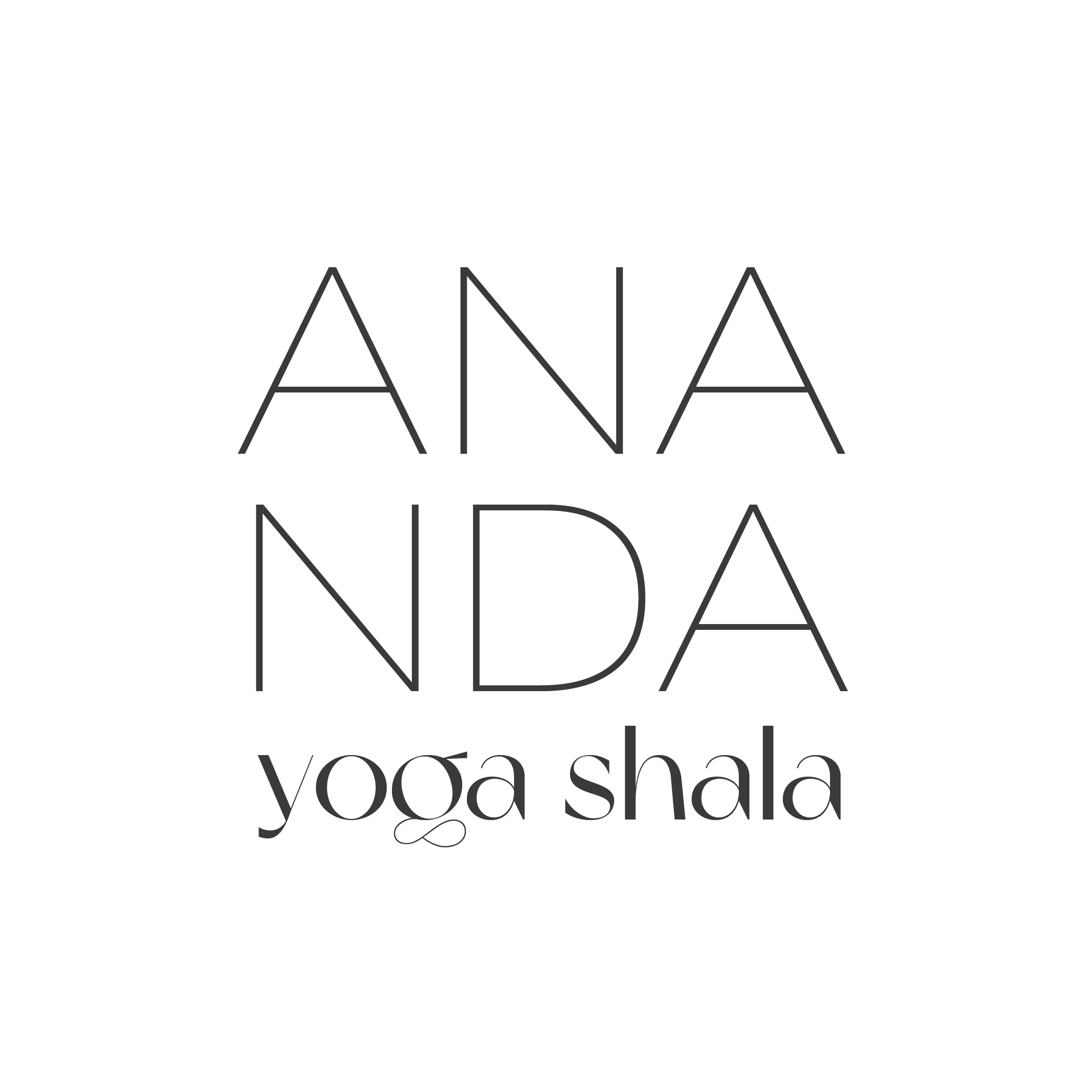 Logo with the text 'ANA NADA yoga shala' in black on a white background.