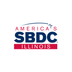 Logo for America's SBDC Illinois with red, white, and blue colors and stars
