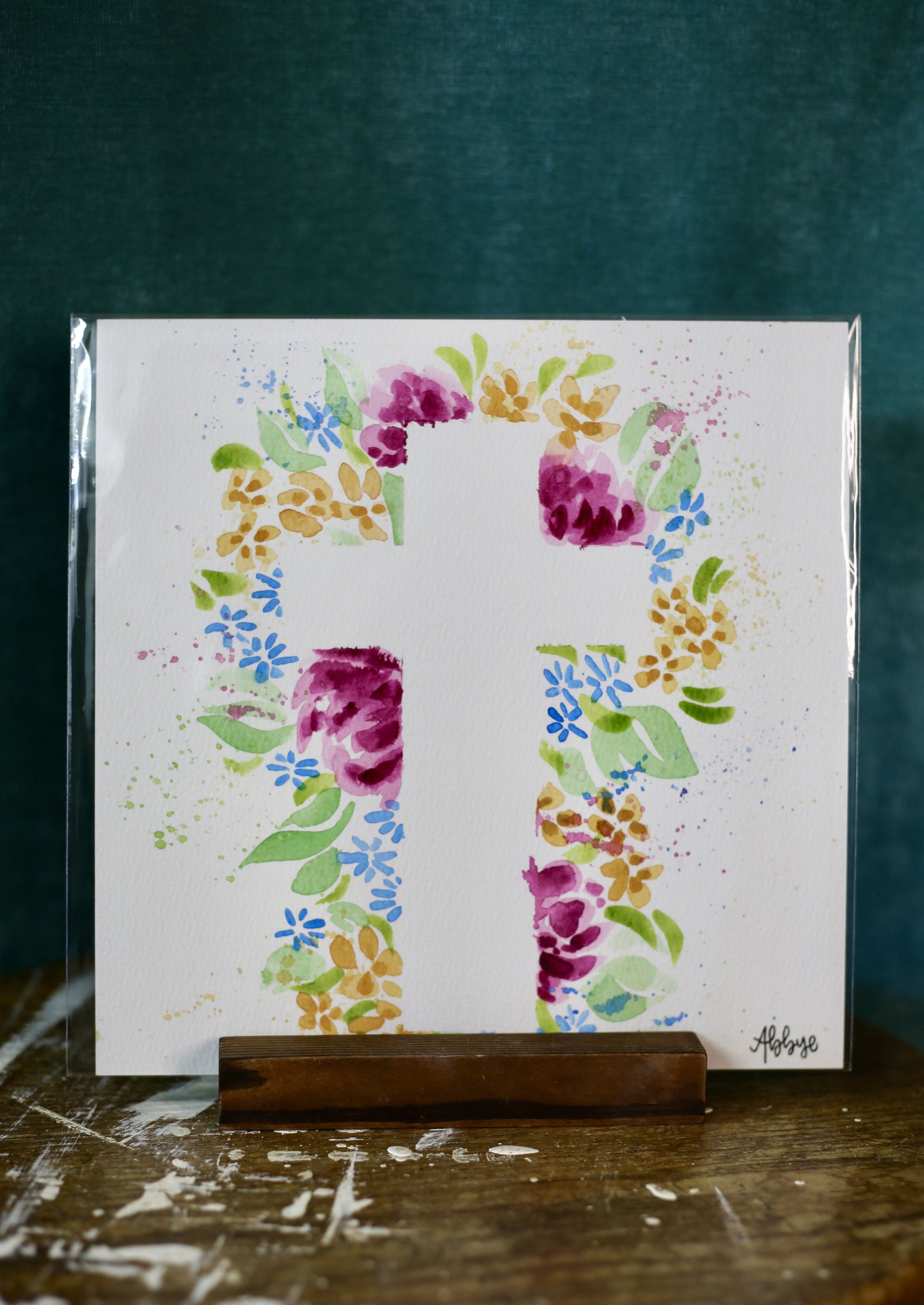 Watercolor - Floral Cross