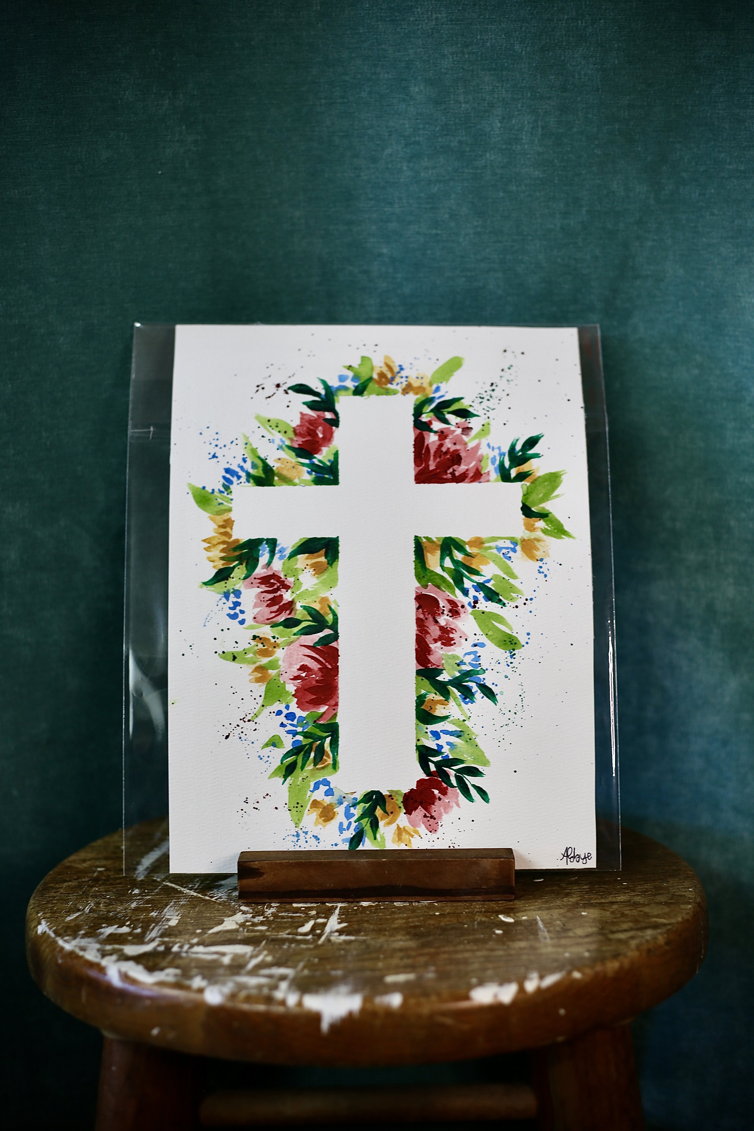 Watercolor - Floral Cross