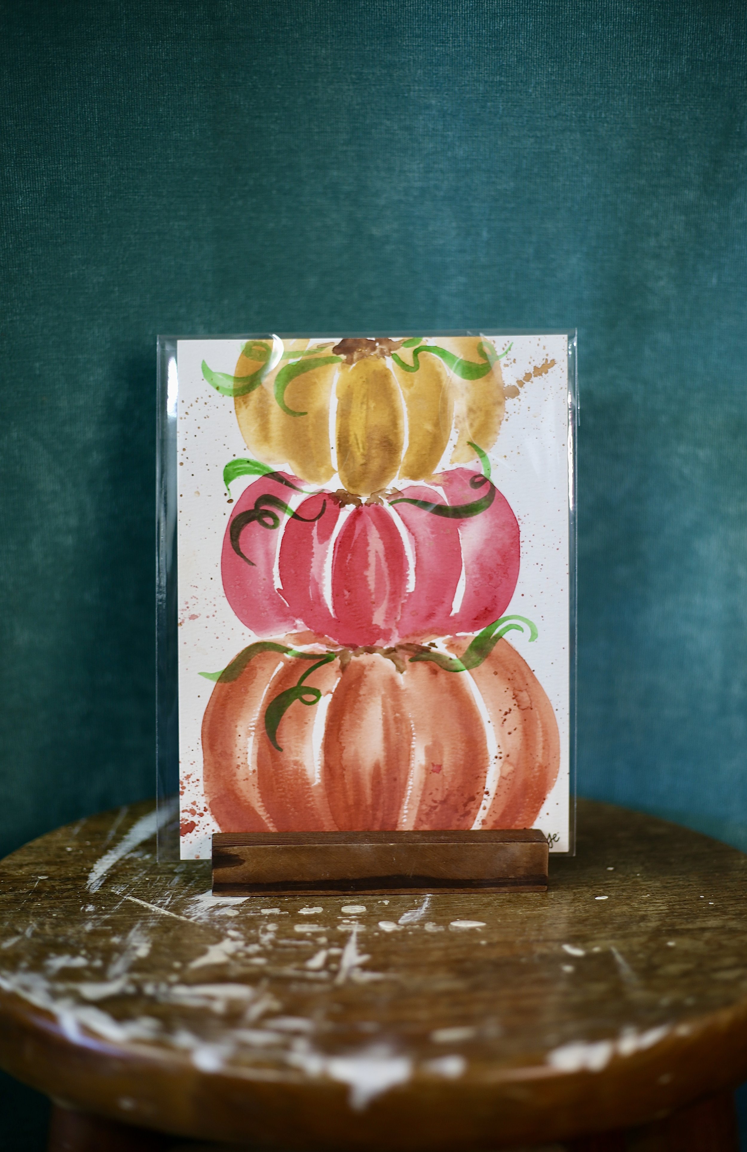 Watercolor - Stack of Pumpkins