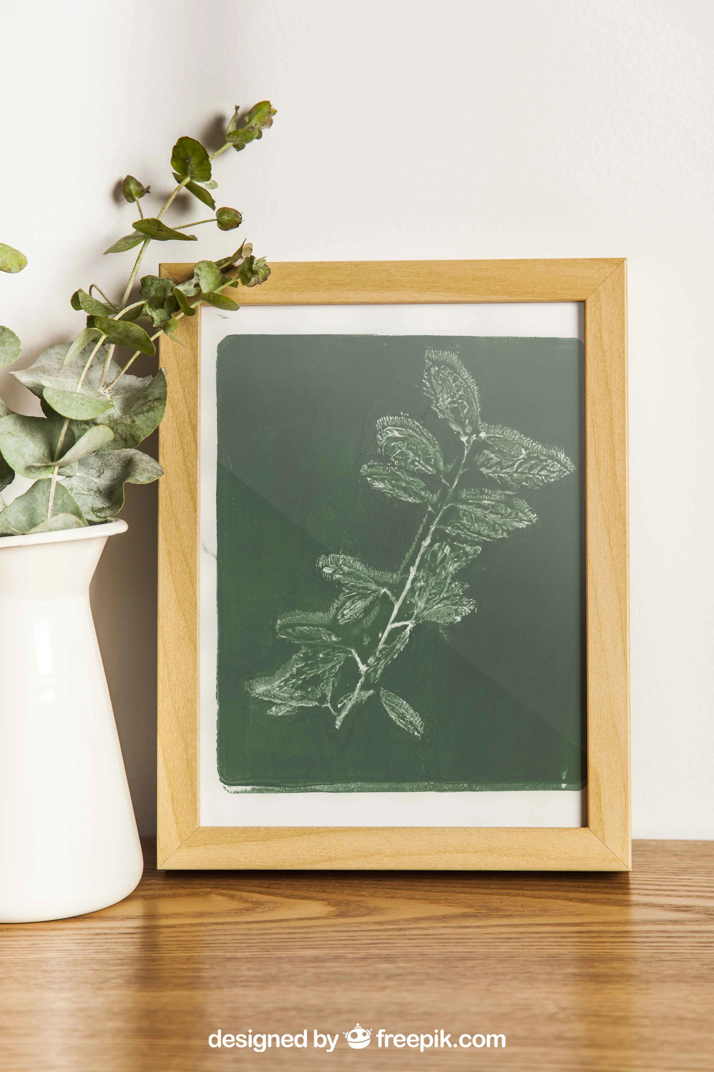Green Botanical Acrylic Gel Plate Print-Original, One of a Kind Art Print - 9 x 11 inches - 2023 series print #13