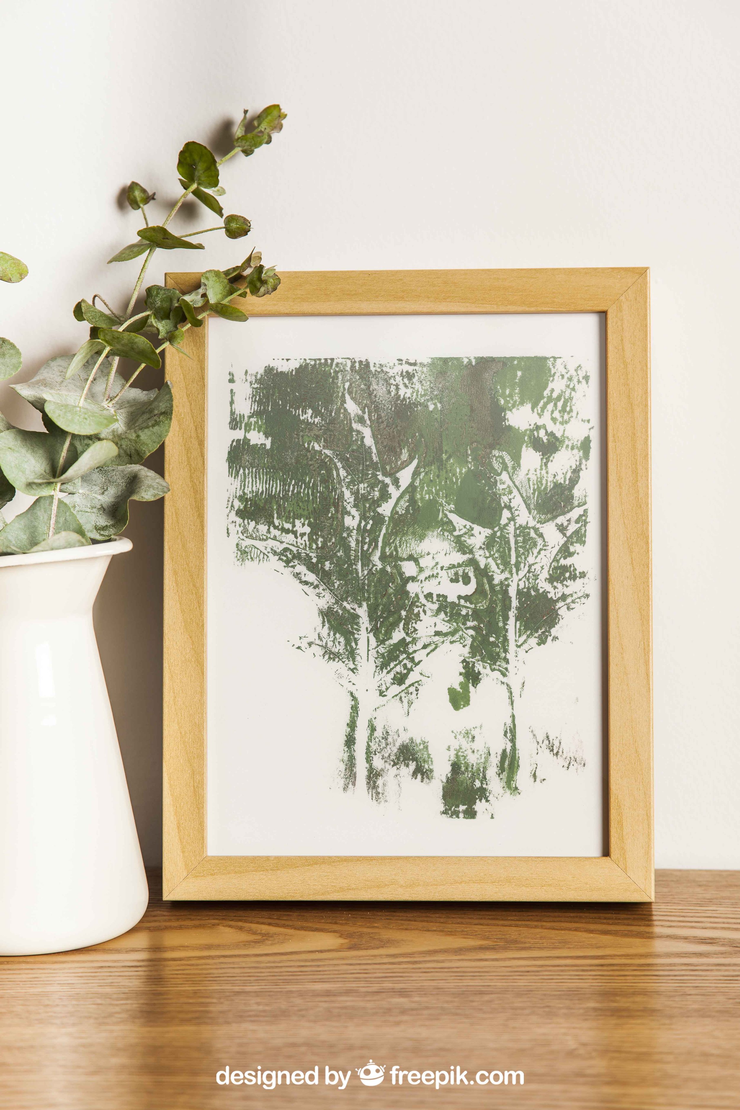 Green Oak Leaf Imprint Botanical Acrylic Gel Plate Print-Original, One of a Kind Art Print - 9 x 11 inches - 2023 series print #20