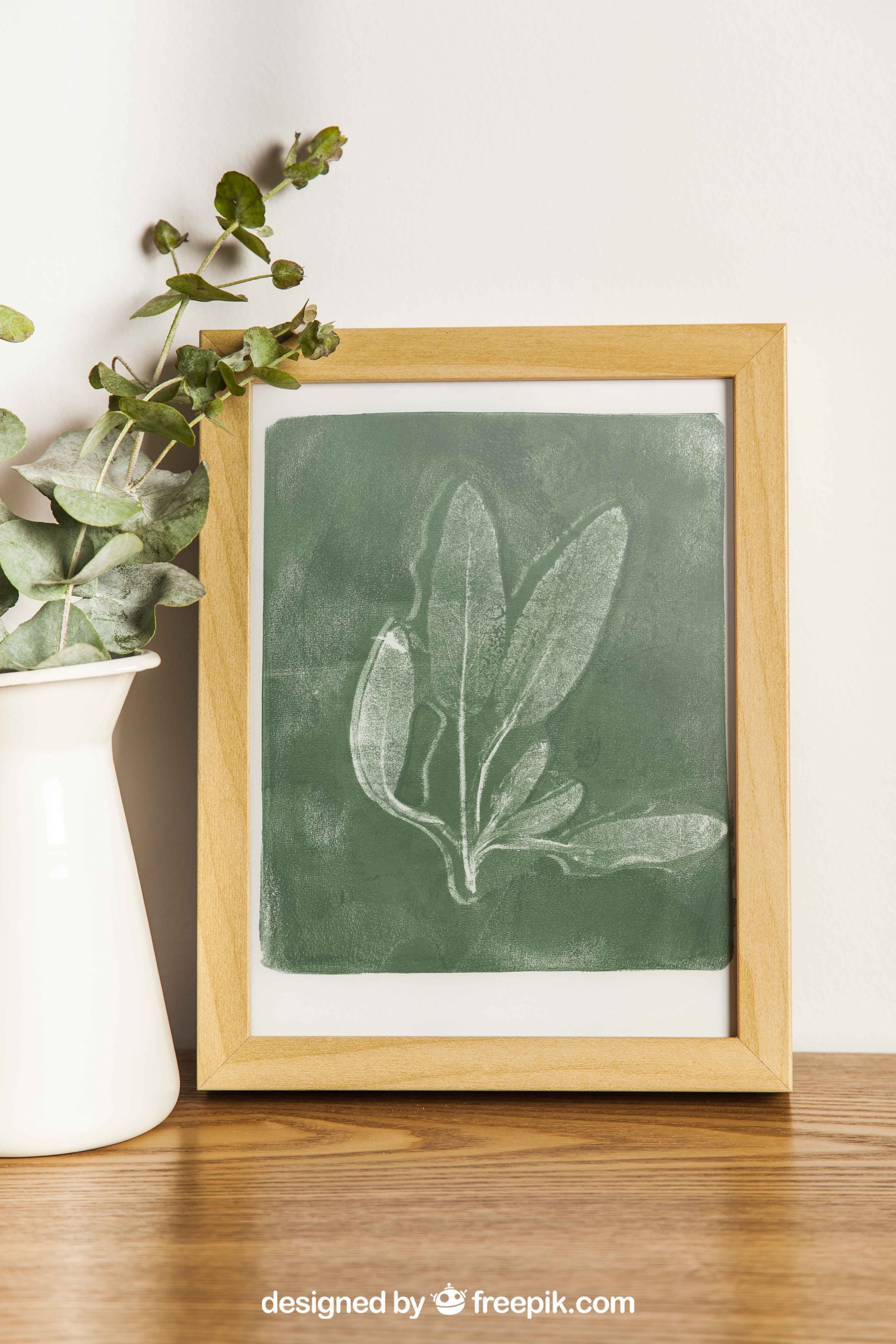 Green Feathery Botanical Acrylic Gel Plate Print-Original, One of a Kind Art Print - 9 x 11 inches - 2023 series print #18