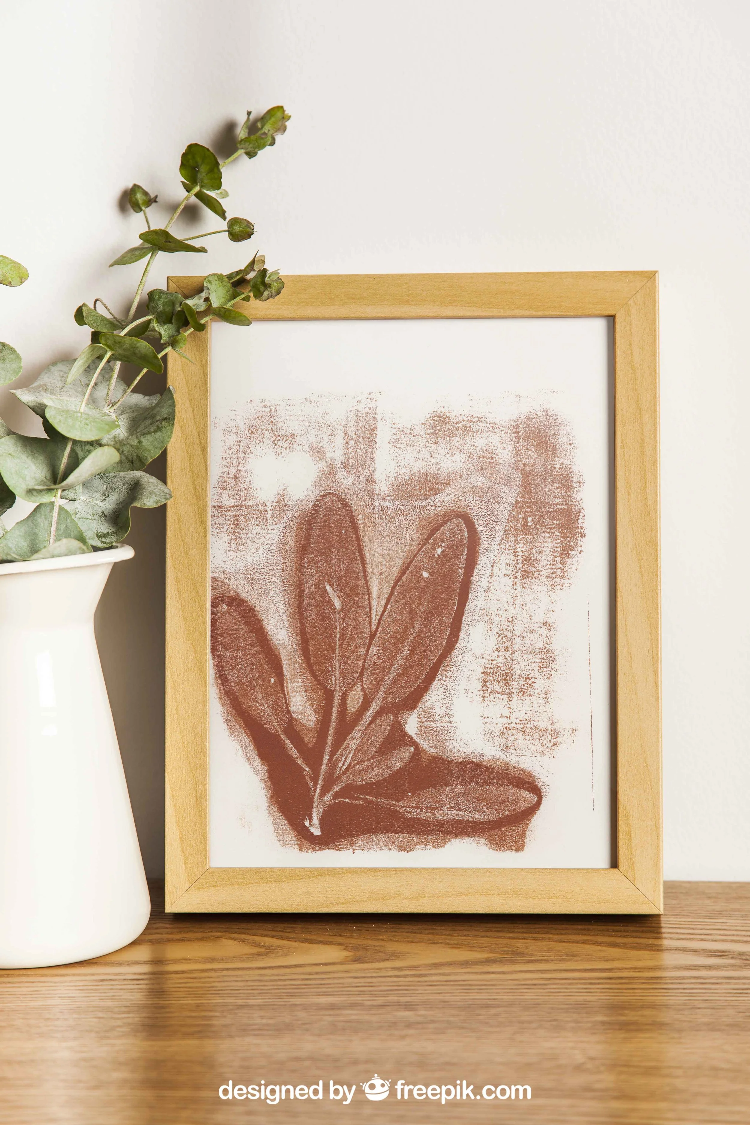 Reddish Brown Botanical Acrylic Gel Plate Print-Original, One of a Kind Art Print - 9 x 11 inches - 2023 series print #15