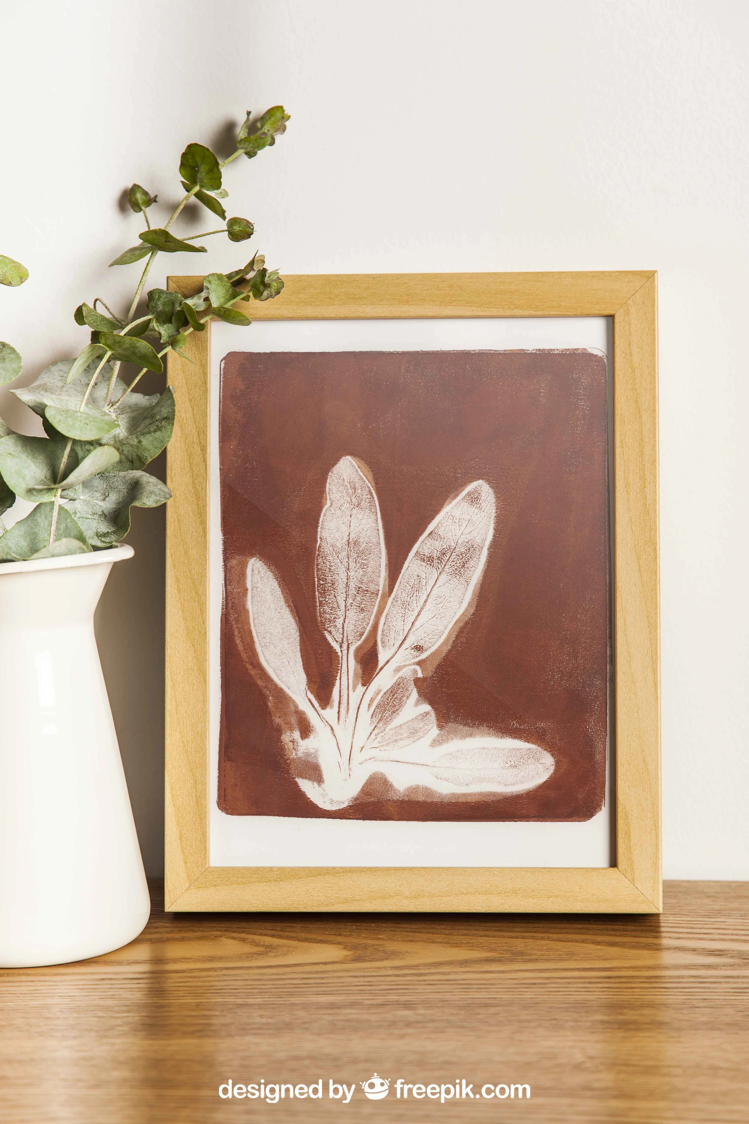 Copper Botanical Acrylic Gel Plate Print-Original, One of a Kind Art Print - 9 x 11 inches - 2023 series print #16