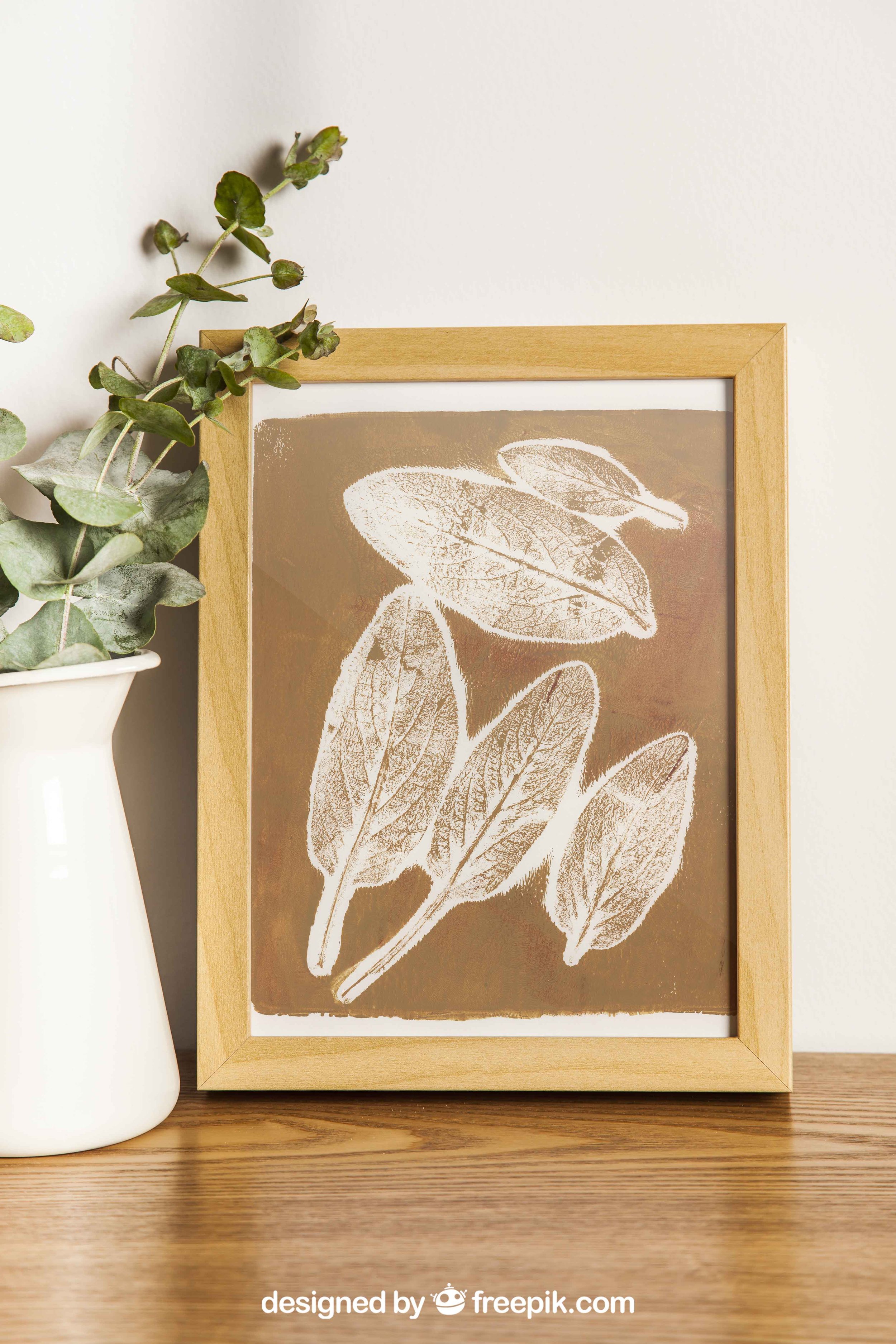 Burnt Sienna Botanical Acrylic Gel Plate Print-Original, One of a Kind Art Print - 9 x 11 inches - 2023 series print #5