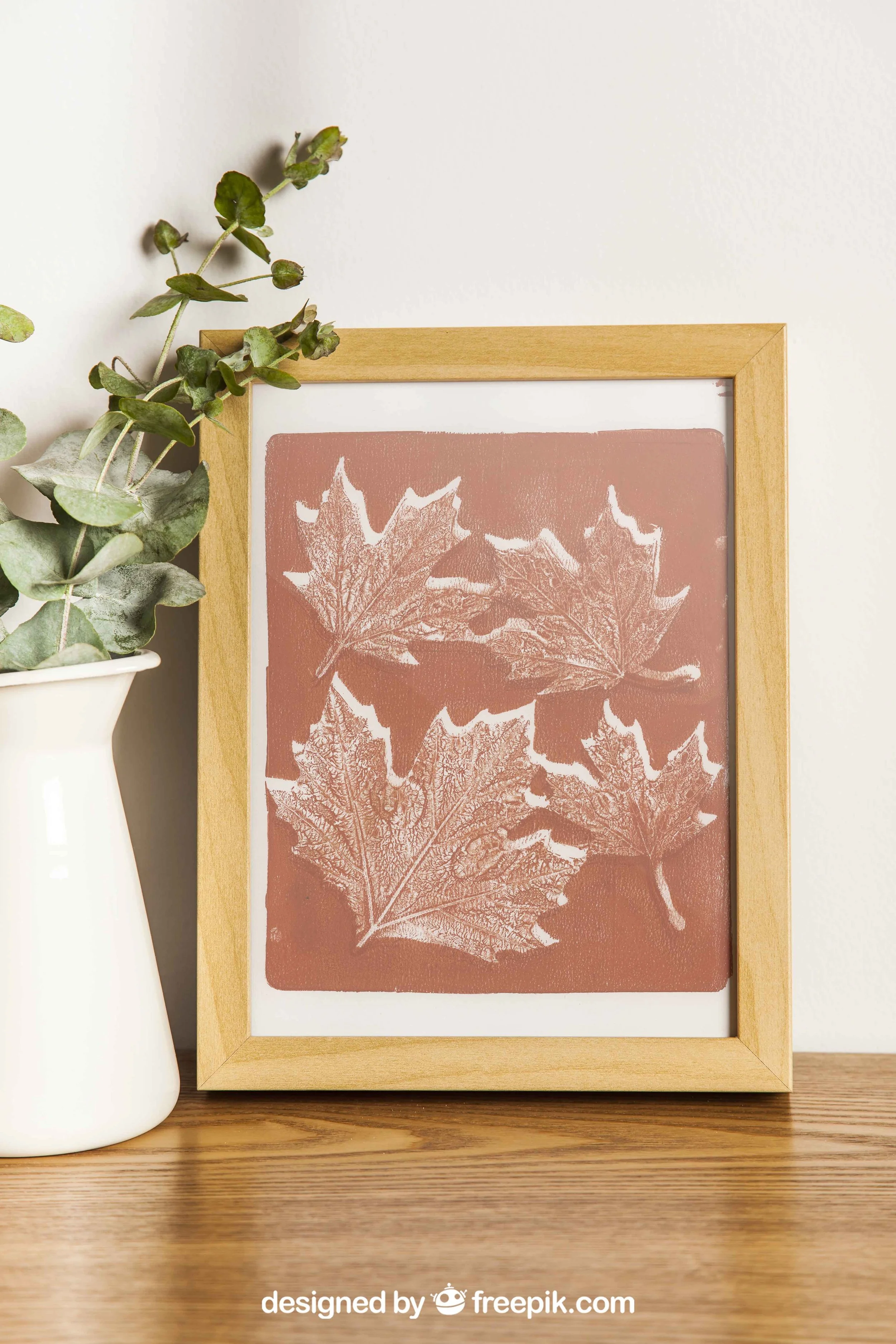 Burnt Sienna Maple Leaves Botanical Acrylic Gel Plate Print-Original, One of a Kind Art Print - 9 x 11 inches - 2023 series print #9