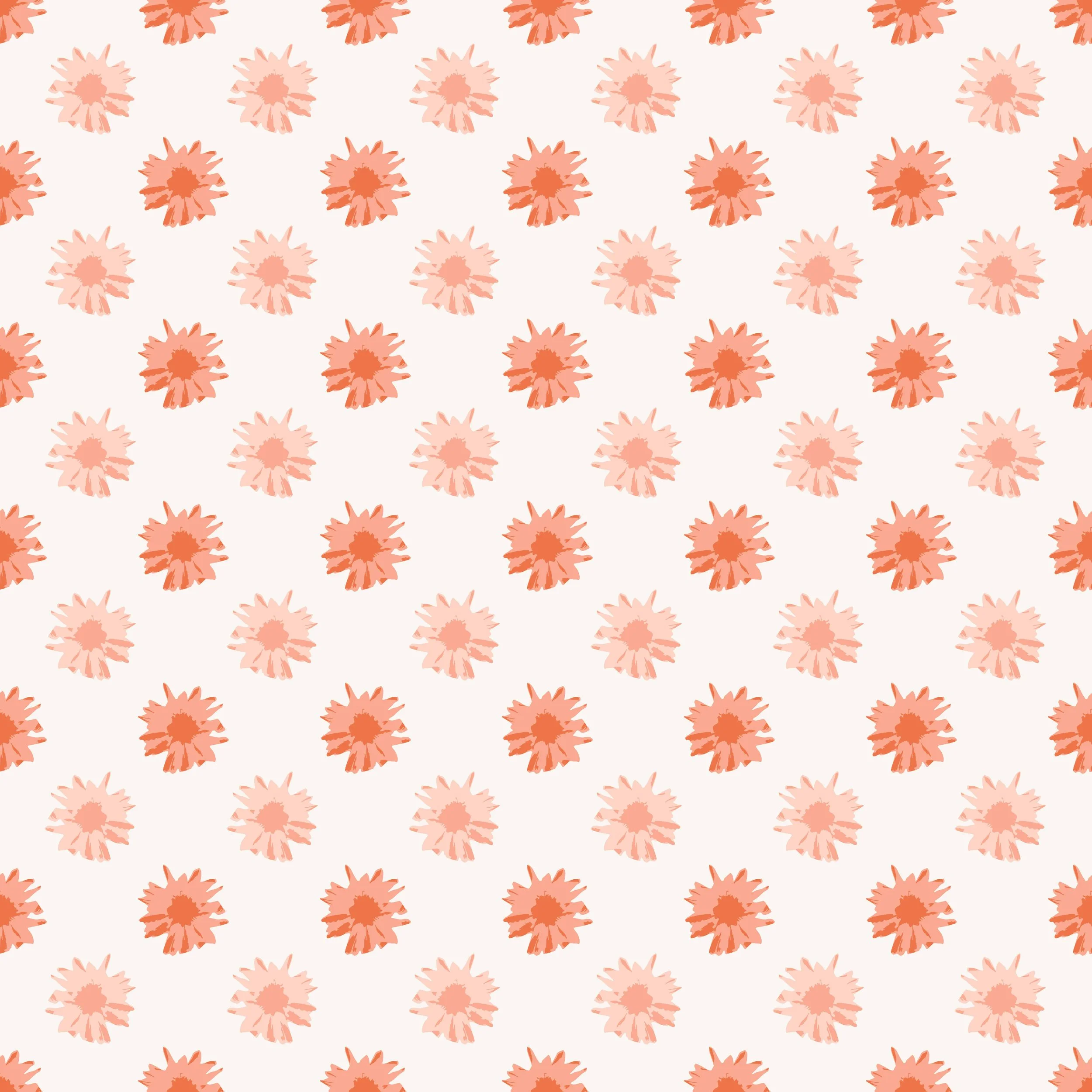 Pattern of peach and pink flowers on a light beige background with the signature "Taylor Johnson" and "tannej creative" in the lower right corner.