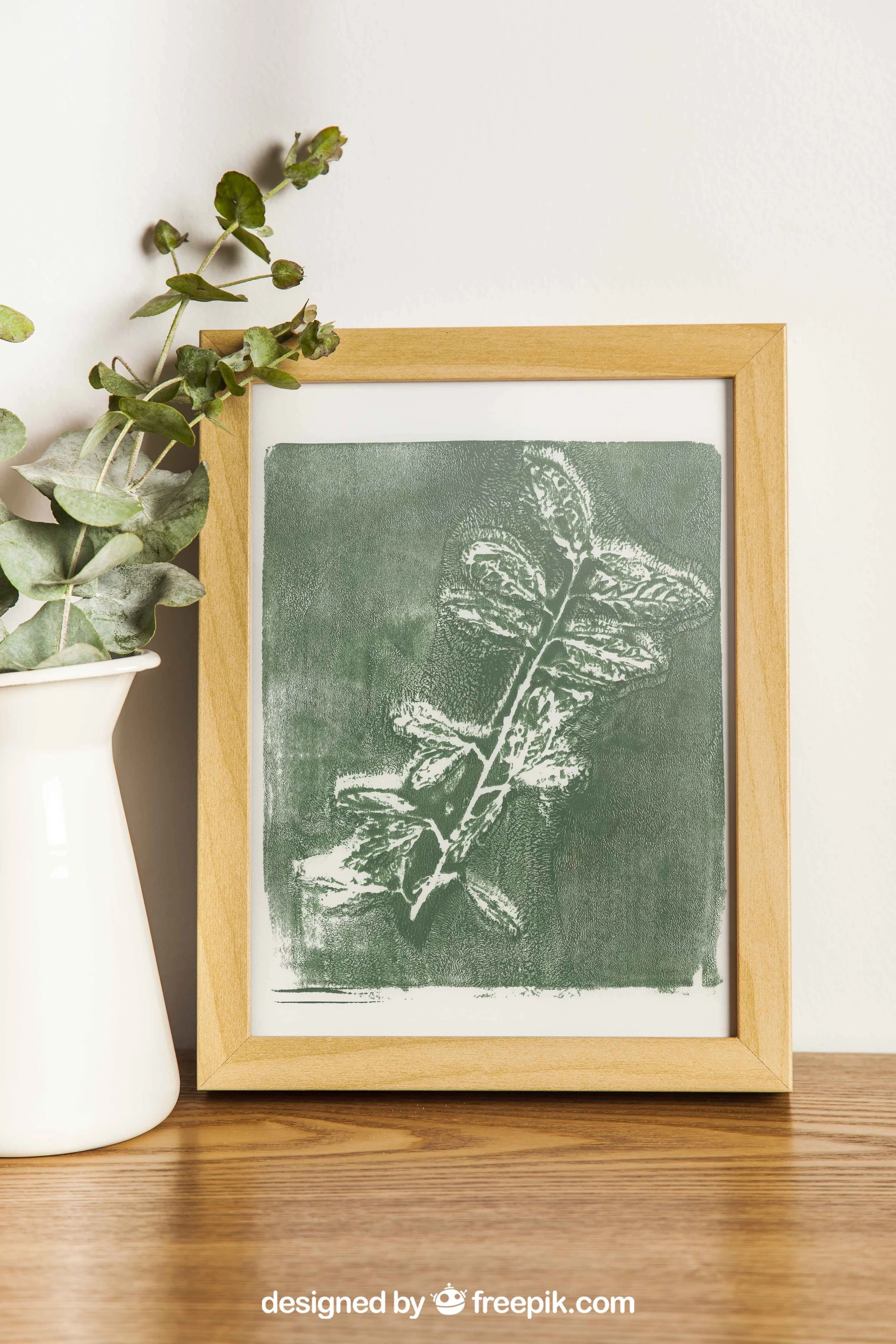Green Botanical Acrylic Gel Plate Print-Original, One of a Kind Art Print - 9 x 11 inches - 2023 series print #12