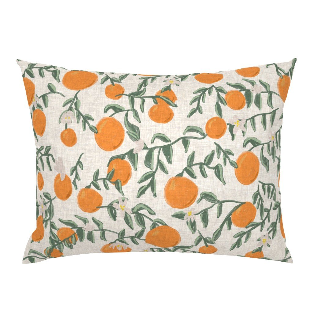 Painterly Vintage Look Orange Grove Branches throw pillow