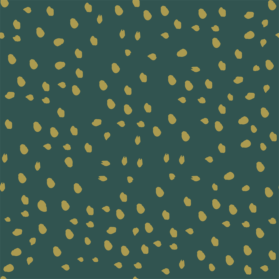 A dark green background with irregular scattered yellow spots resembling a pattern on fabric or paper.