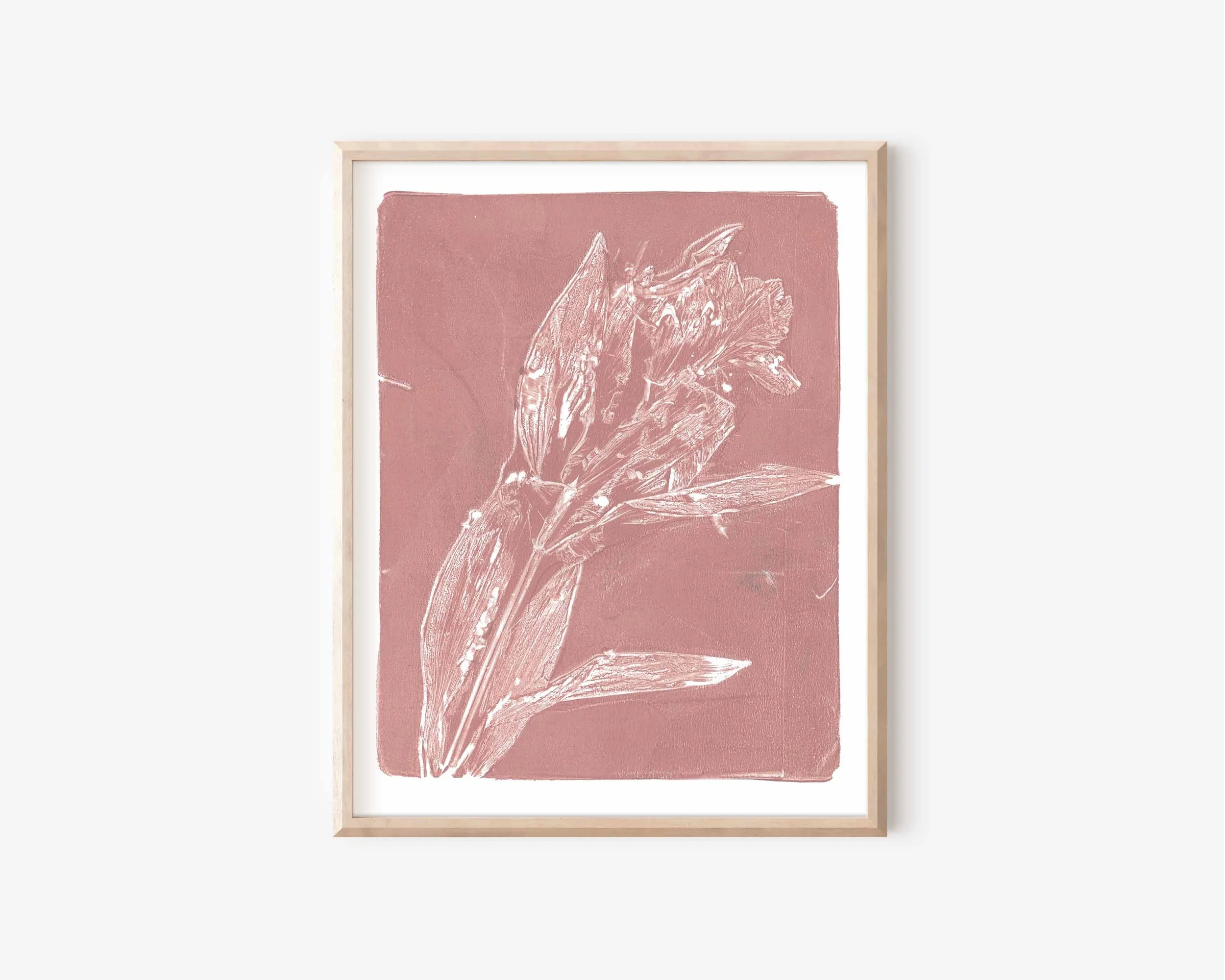 Dark Muted Pink Botanical Pressed Peruvian Lily in an 8x10 inch frame.