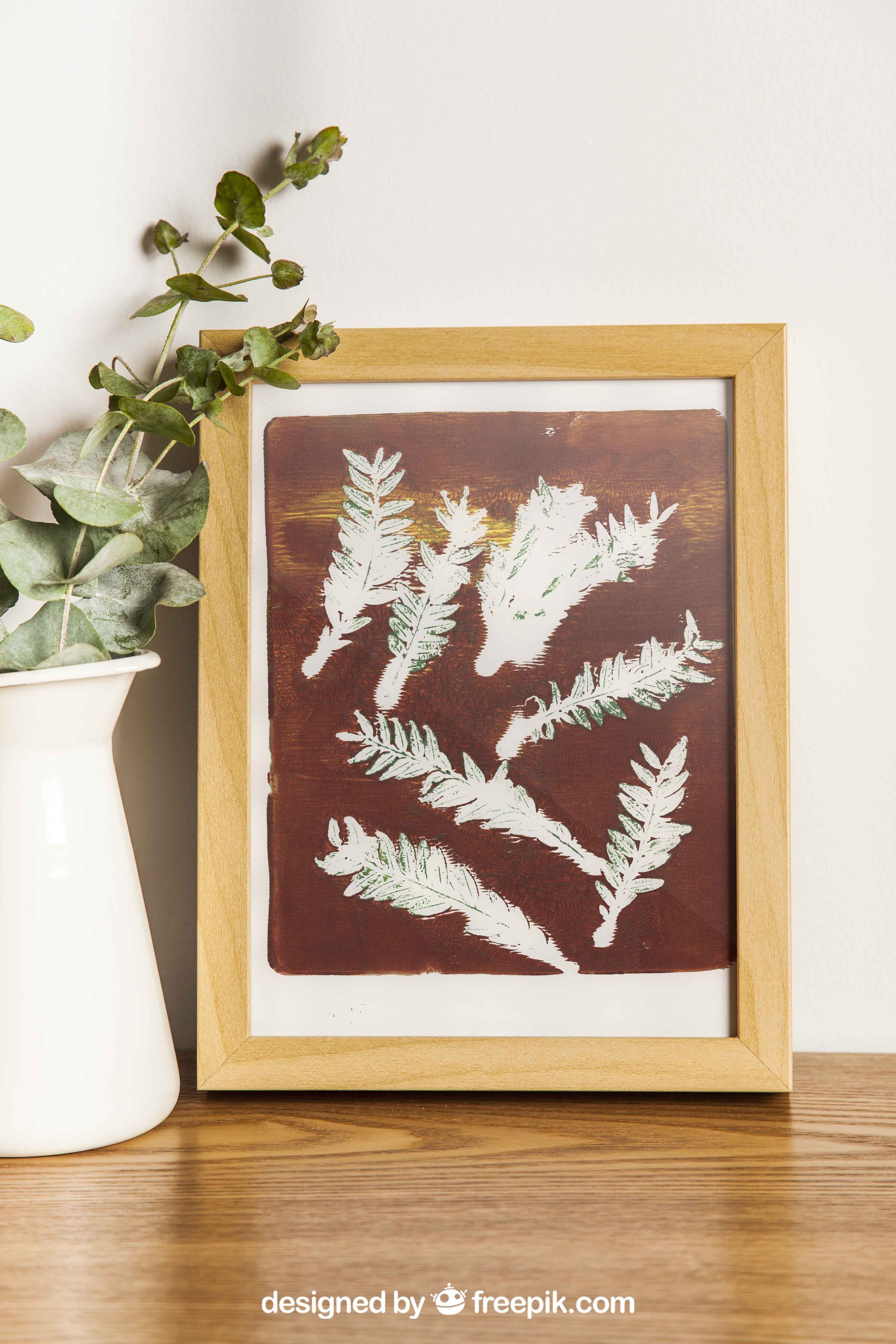 Copper Colored Botanical Acrylic Gel Plate Print-Original, One of a Kind Art Print - 9 x 11 inches - 2023 series print #21
