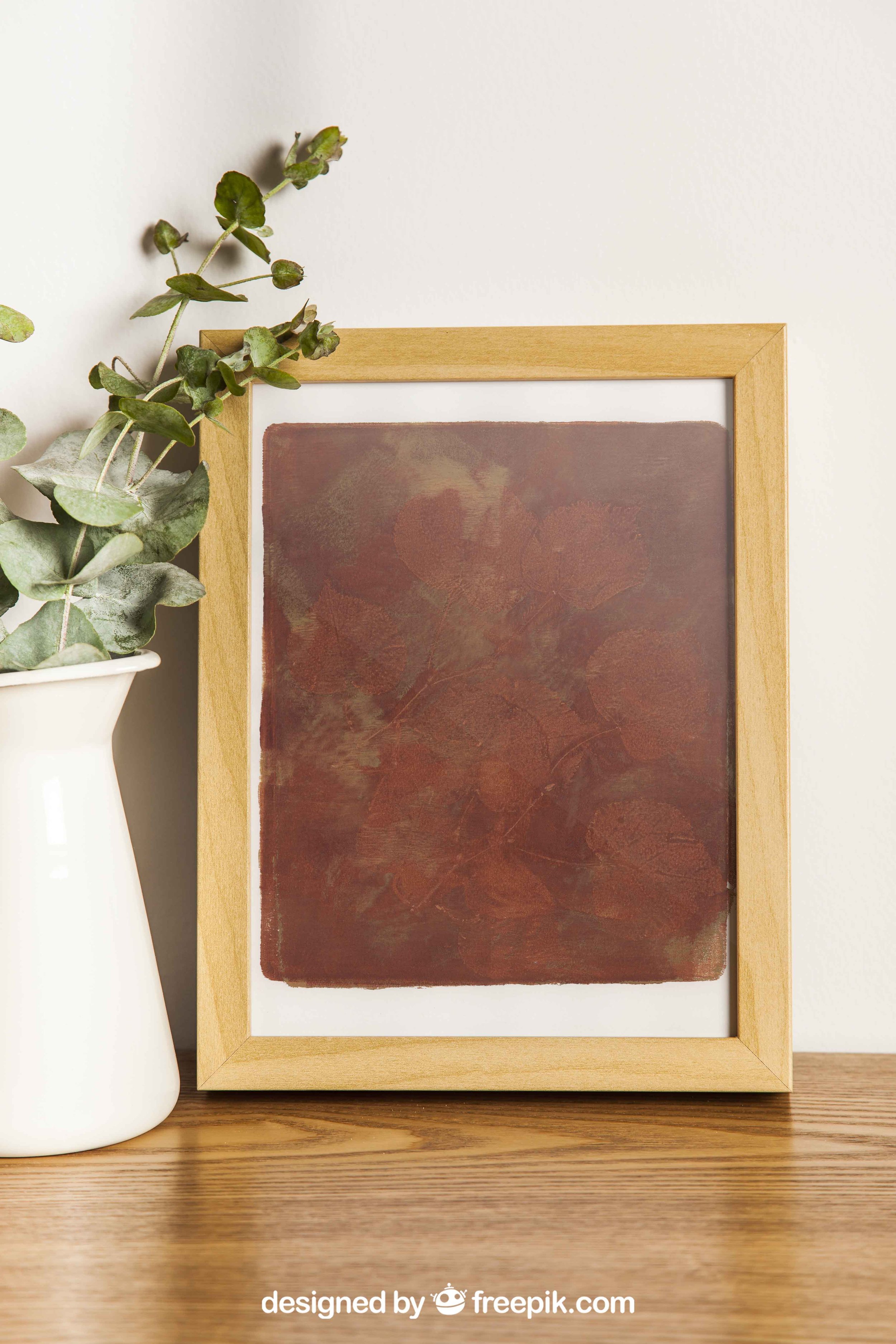 Dark Copper Botanical Acrylic Gel Plate Print-Original, One of a Kind Art Print - 9 x 11 inches - 2023 series print #10