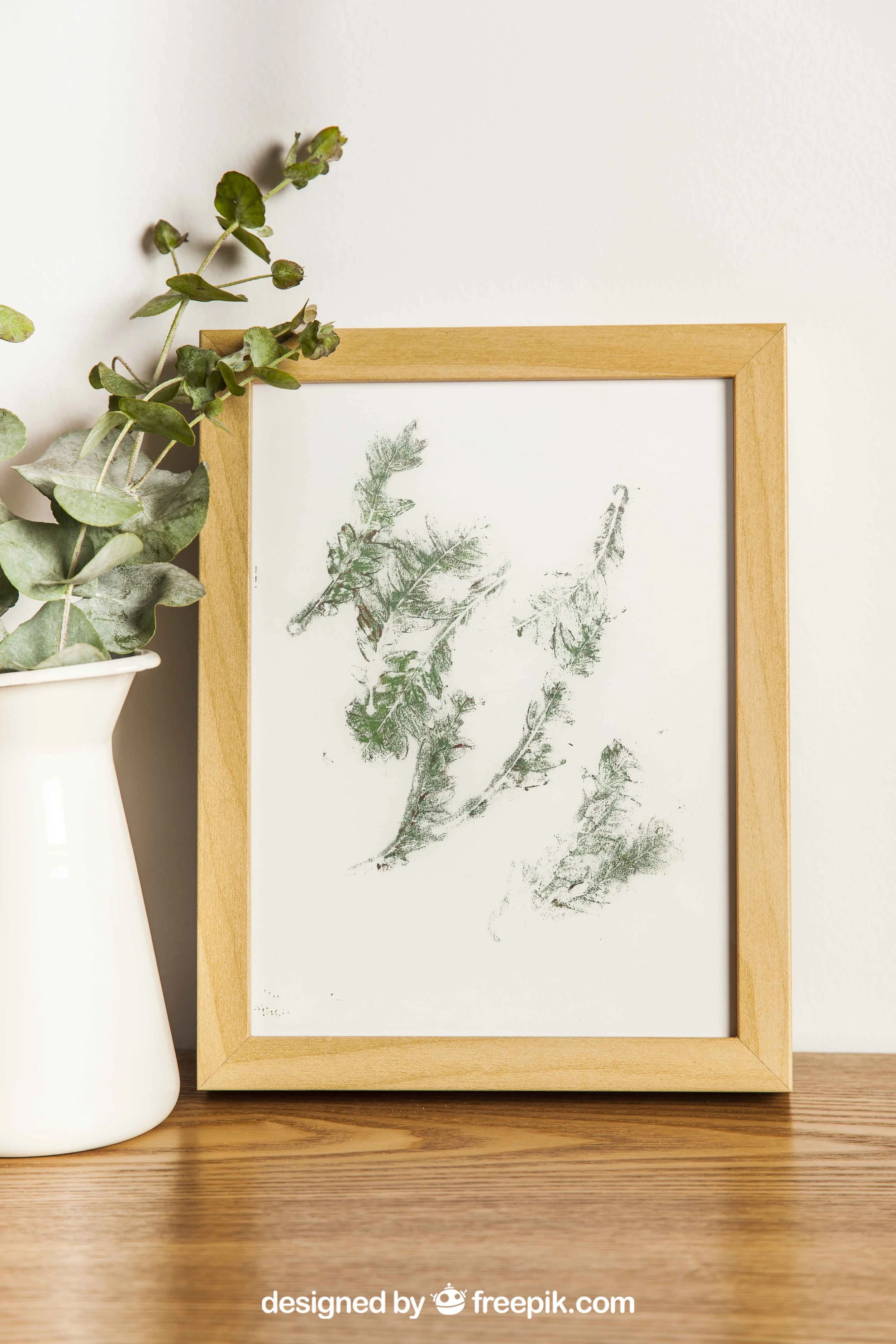 Green and White Botanical Acrylic Gel Plate Print-Original, One of a Kind Art Print - 9 x 11 inches - 2023 series print #8