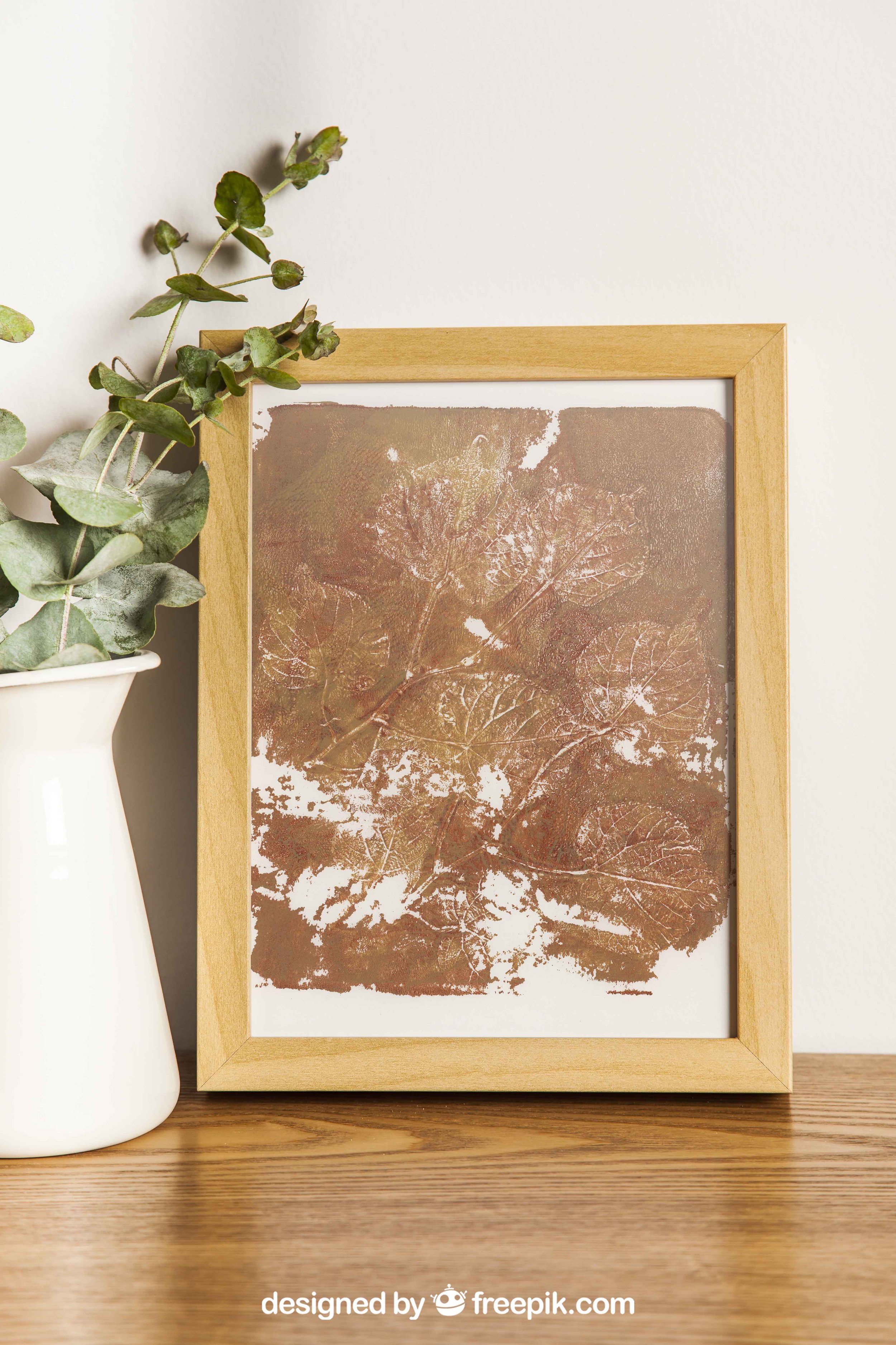 Copper colored Botanical Acrylic Gel Plate Print-Original, One of a Kind Art Print - 9 x 11 inches - 2023 series print #7