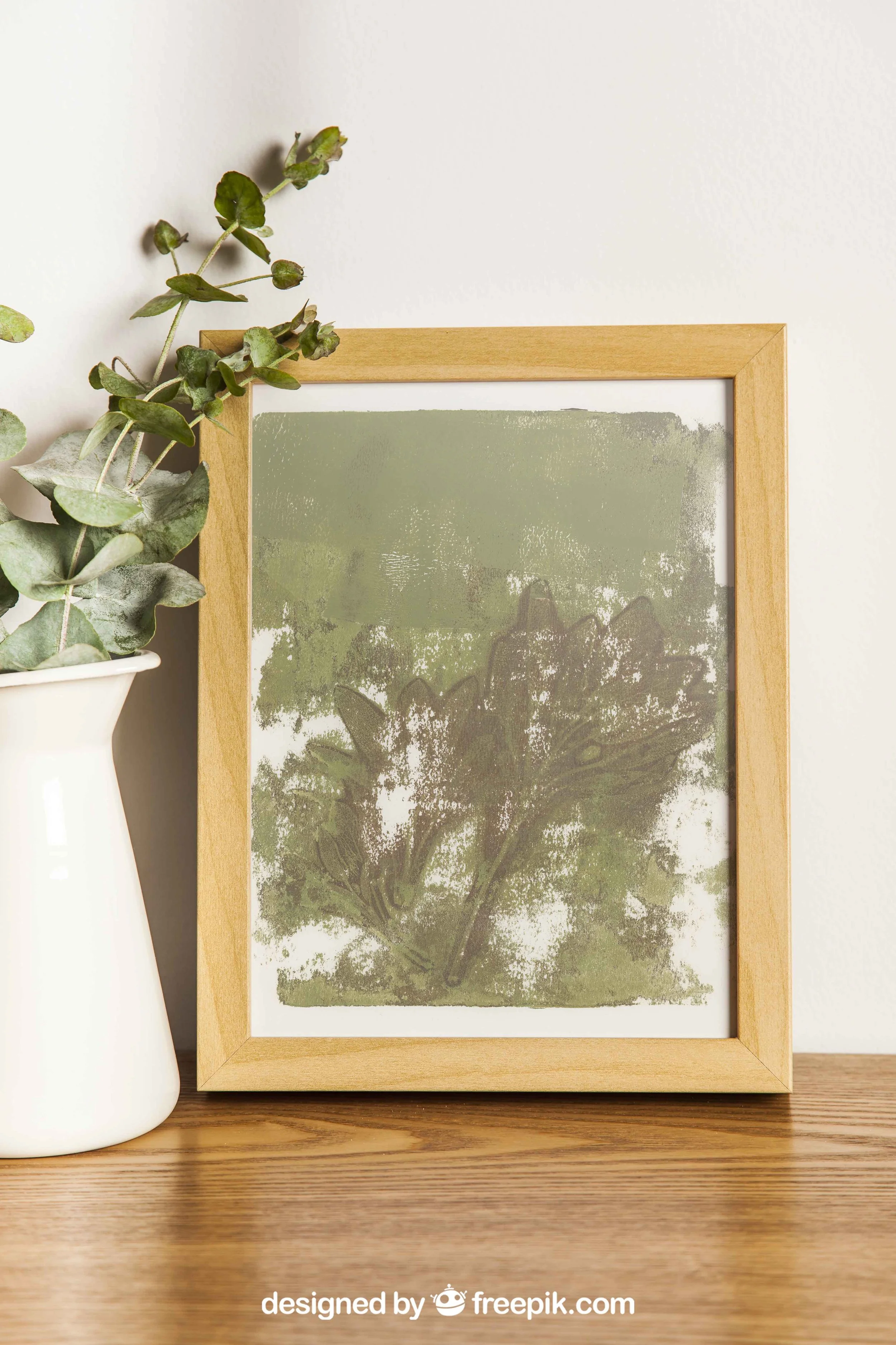 Sage and Brown Botanical Acrylic Gel Plate Print-Original, One of a Kind Art Print - 9 x 11 inches - 2023 series print #4