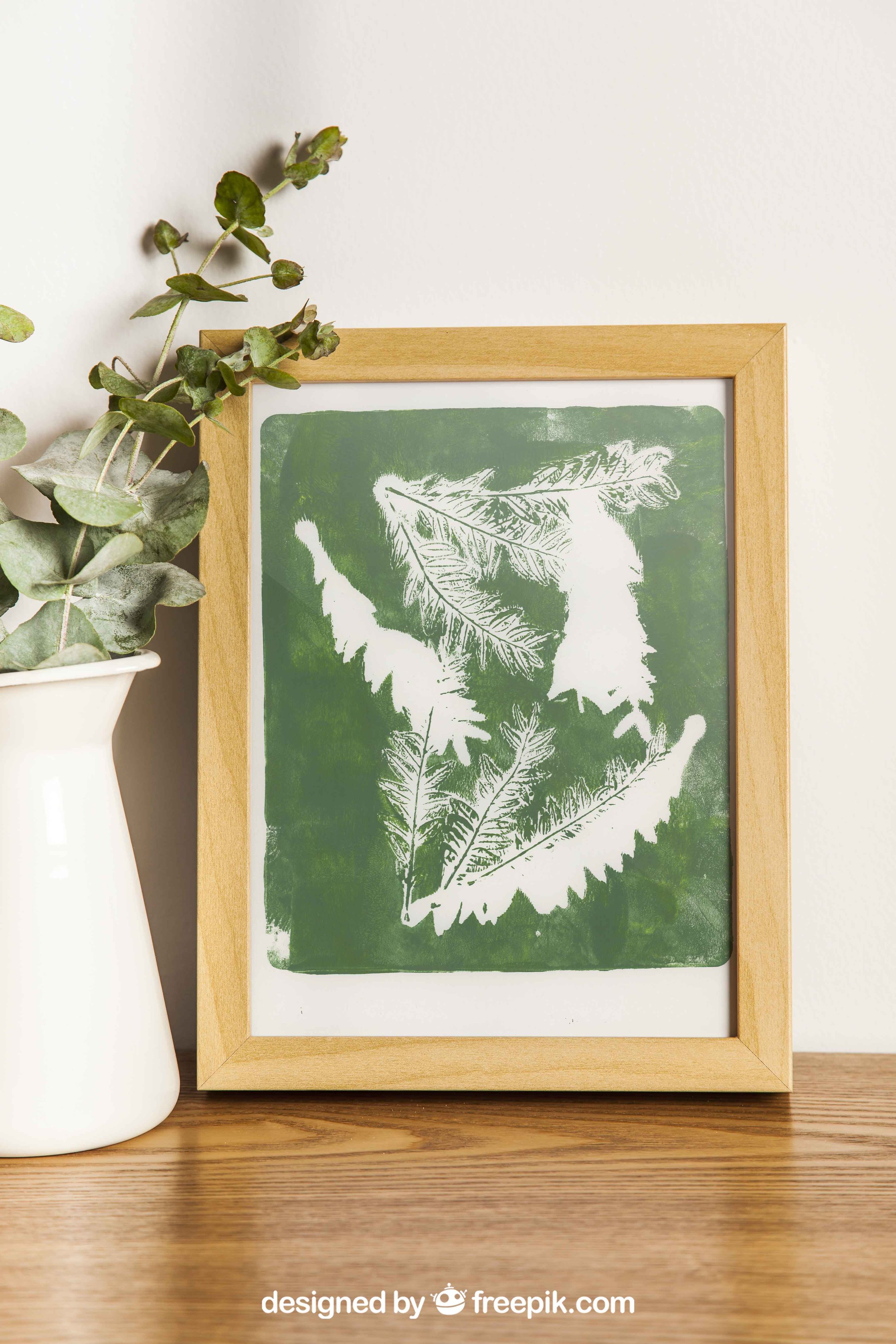 Green Botanical Acrylic Gel Plate Print-Original, One of a Kind Art Print - 9 x 11 inches - 2023 series print #22