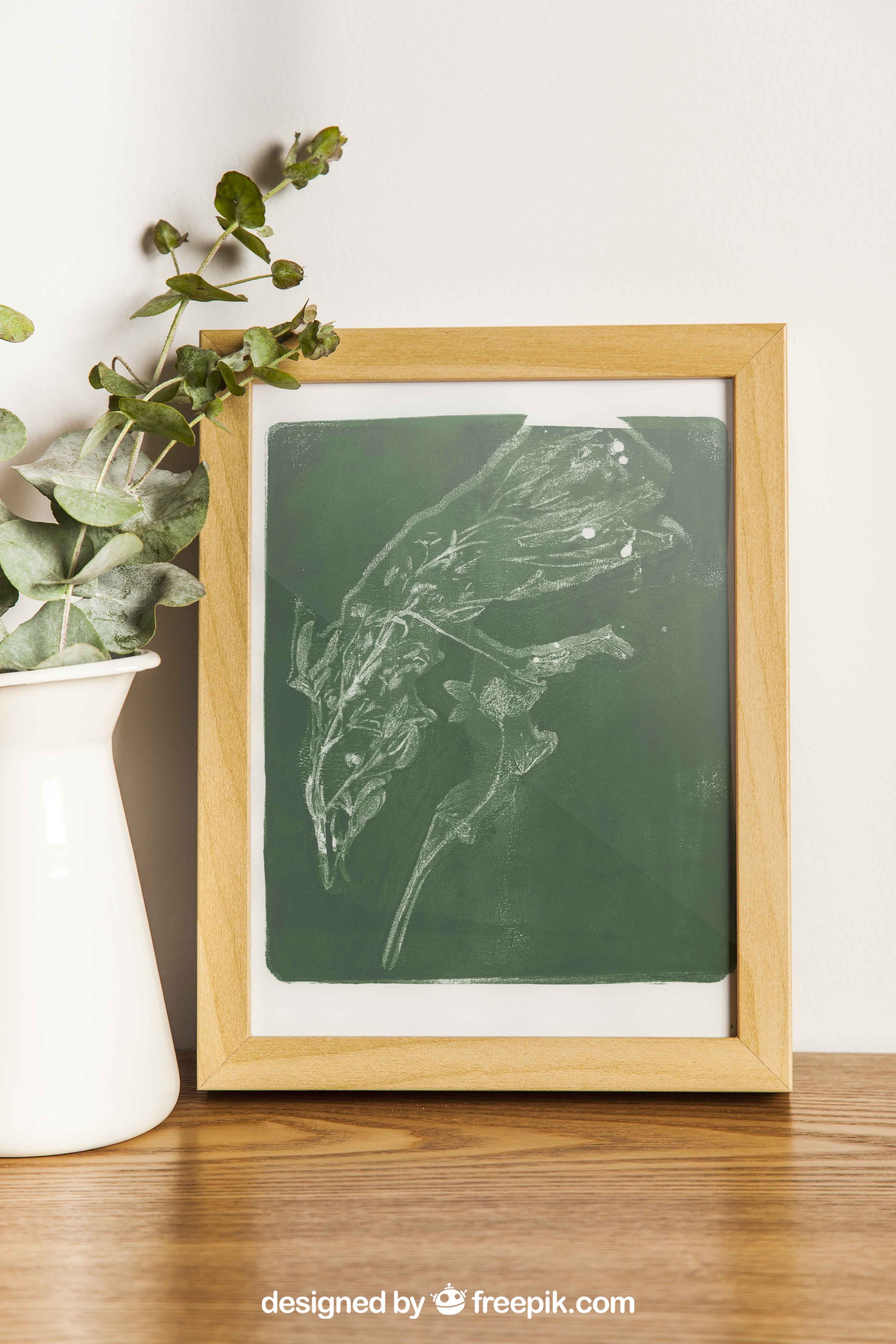Green Wispy Botanical Acrylic Gel Plate Print-Original, One of a Kind Art Print - 9 x 11 inches - 2023 series print #17