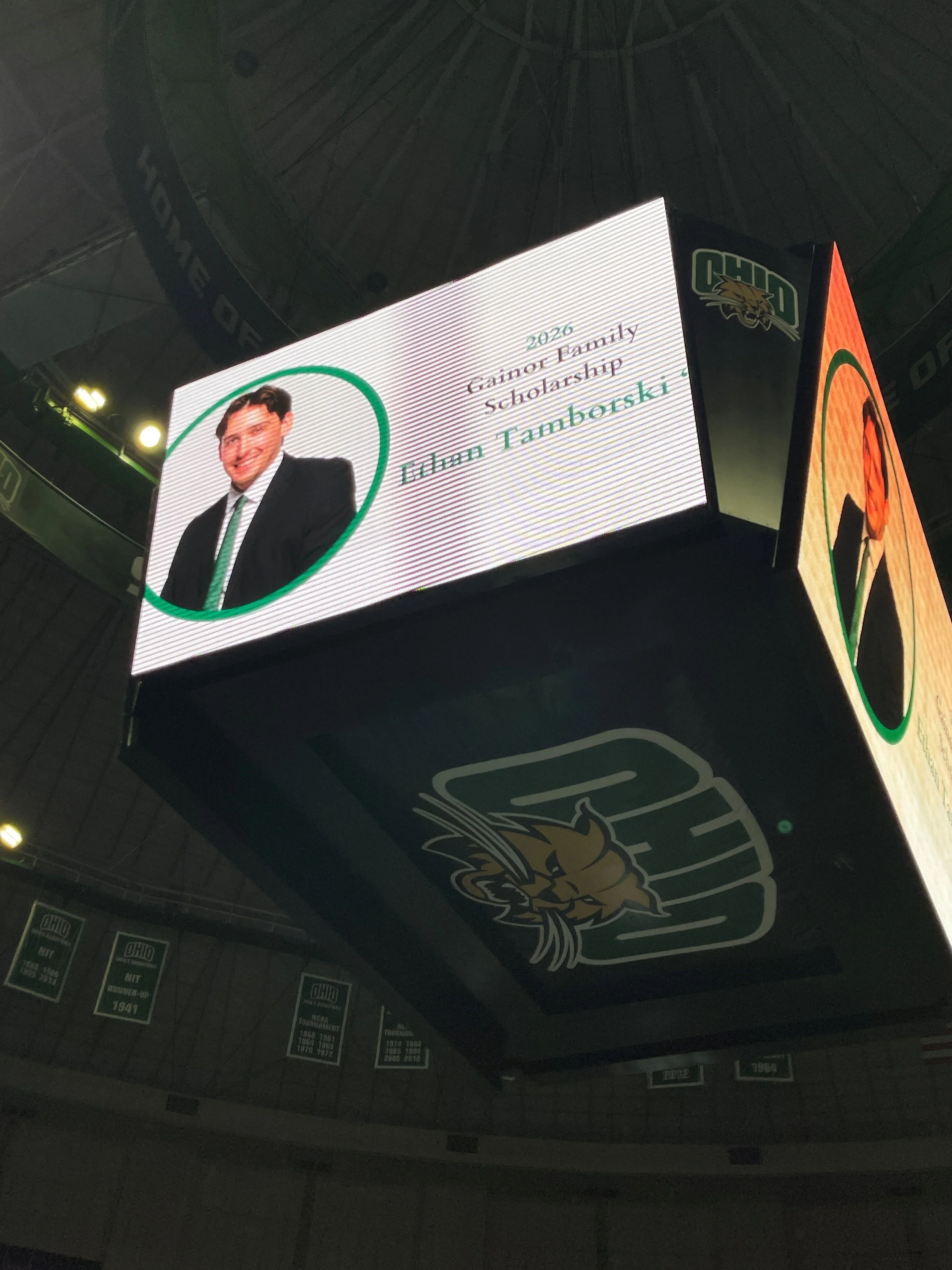 Brian Gainor and Gainor Family Scholarship supporting Ohio University sports administration students like Ethan Tamborski