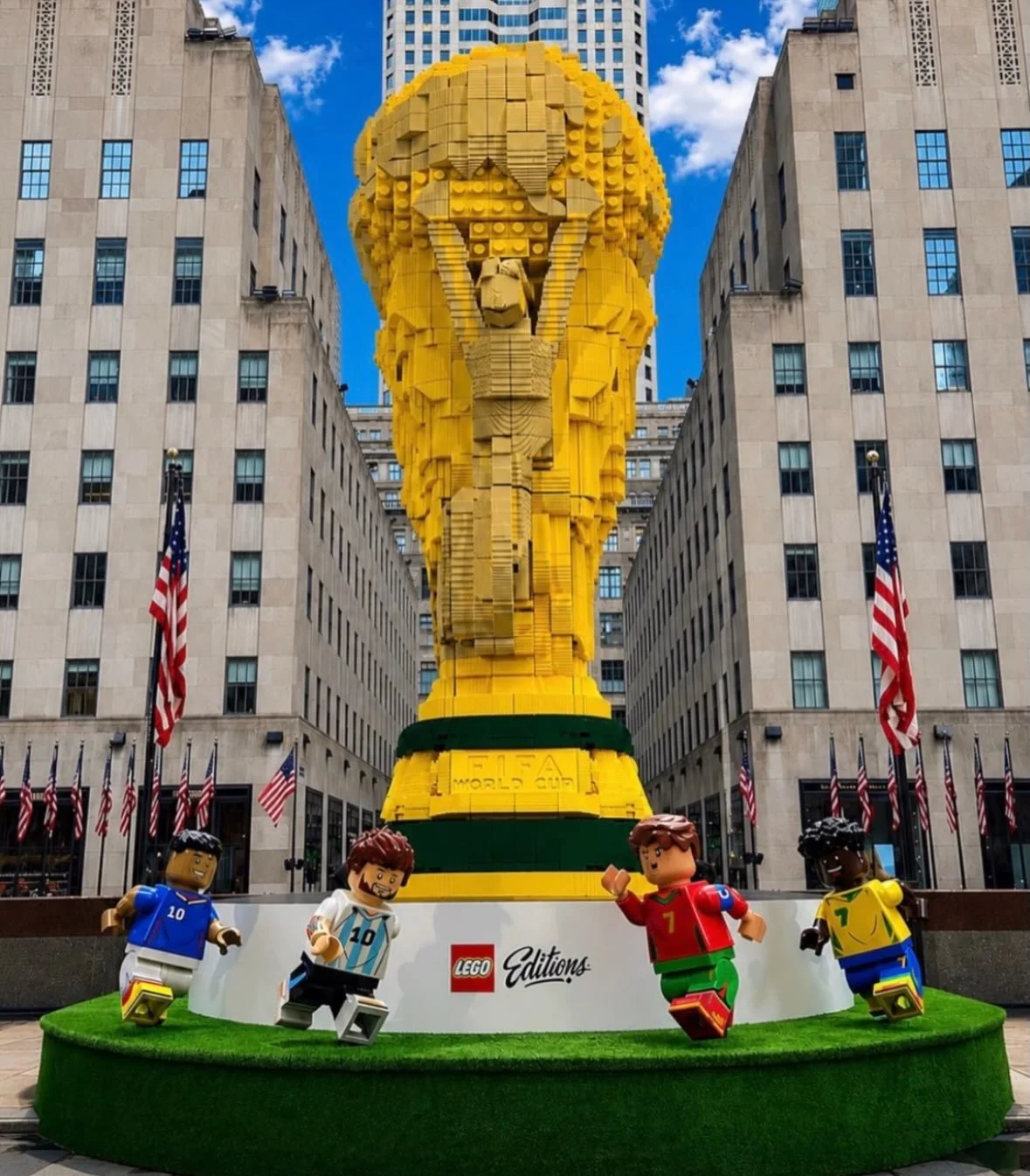 New York is ready to host the FIFA World Cup Final.

Adding to the excitement, LEGO unveiled a massive World Cup trophy in Rockefeller Center.