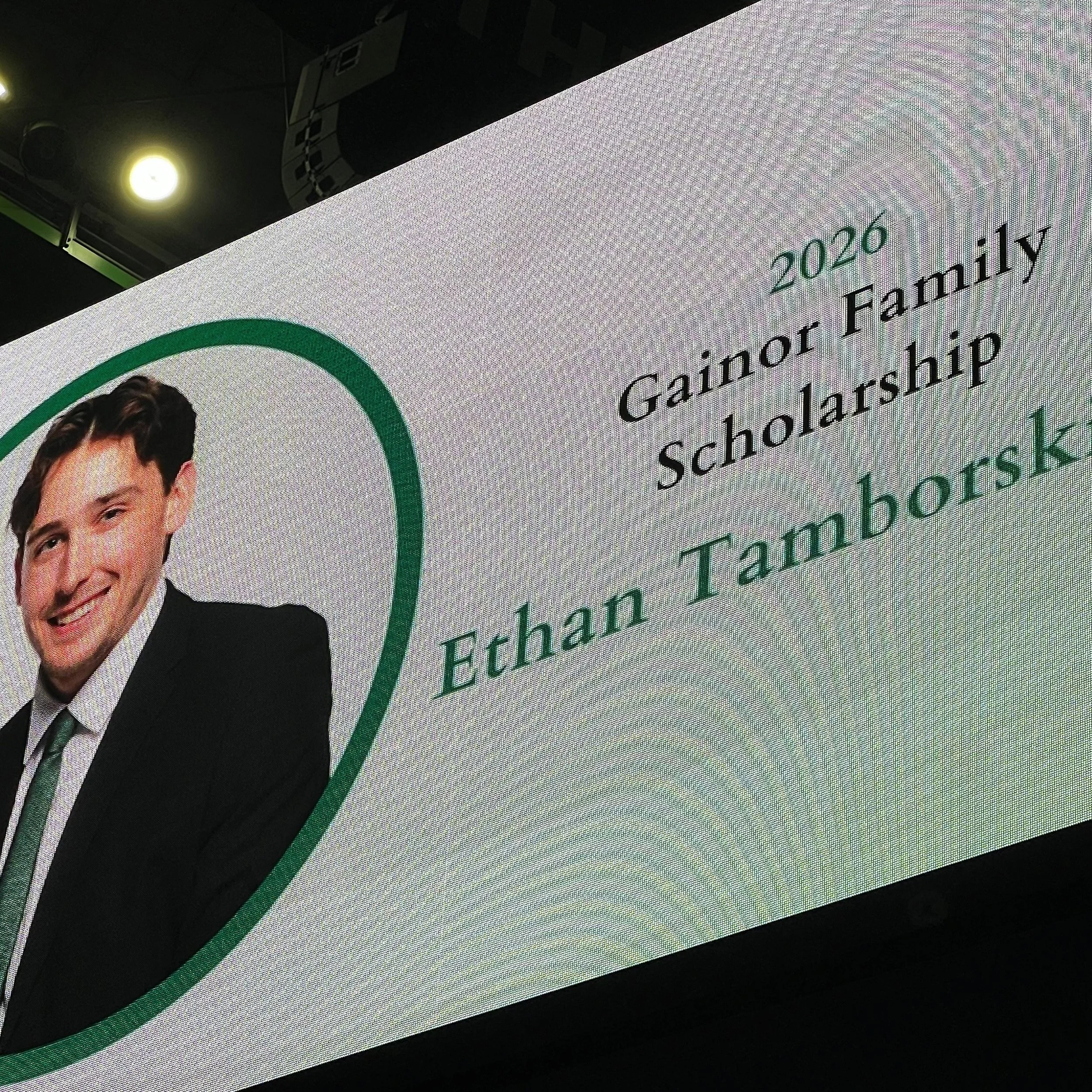 Brian Gainor and Gainor Family Scholarship supporting Ohio University sports administration students like Ethan Tamborski