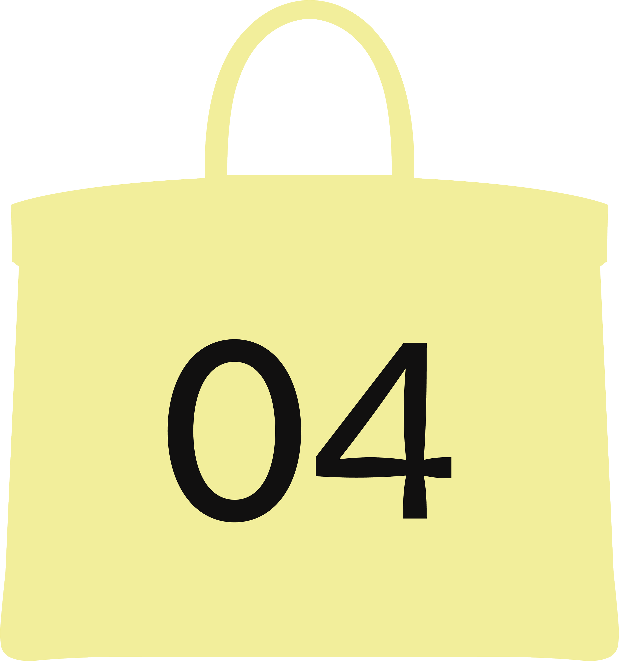 A yellow shopping bag with the number 04 printed on it.