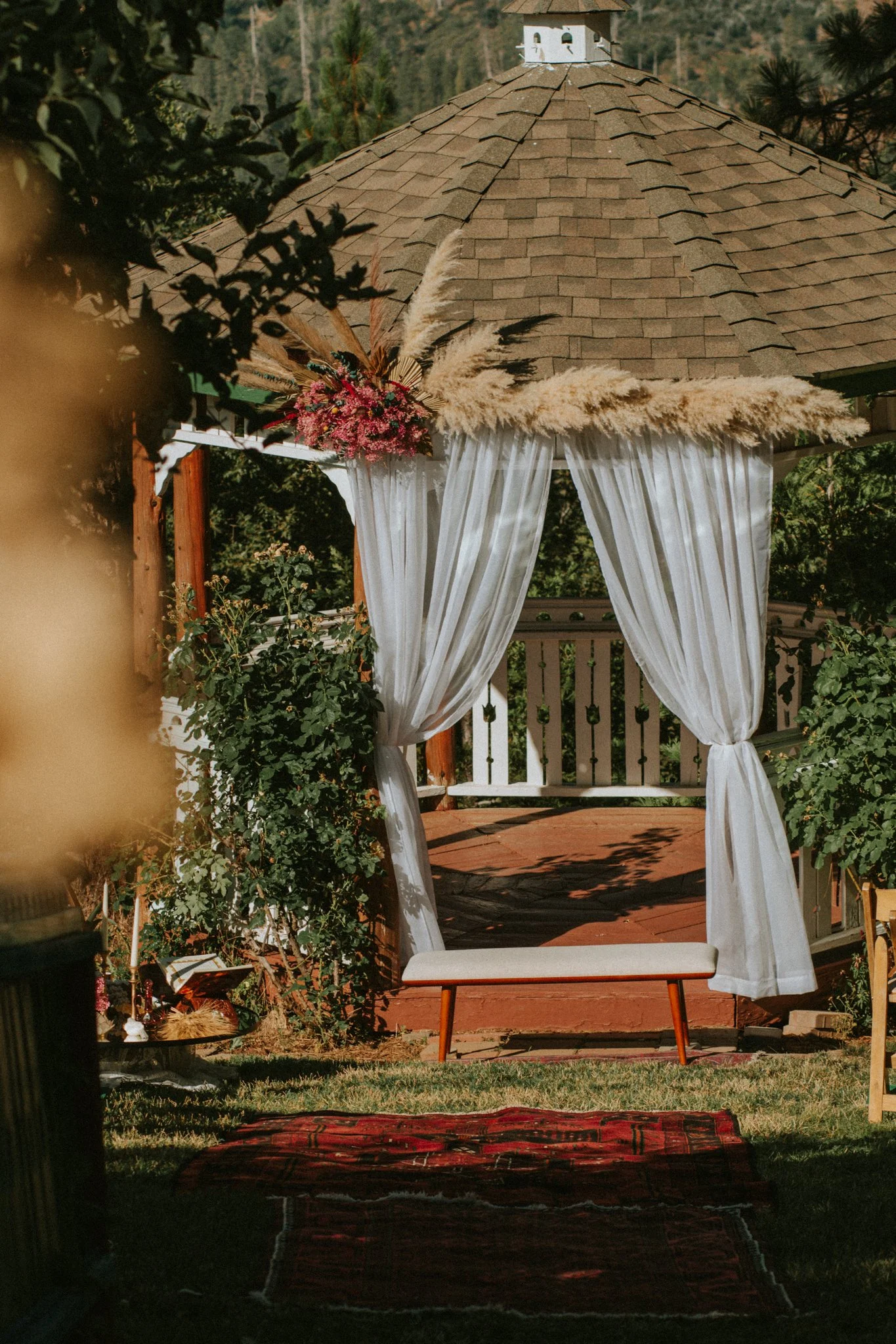 wedding day - the venue is ready for the couple to arrive. no people yet