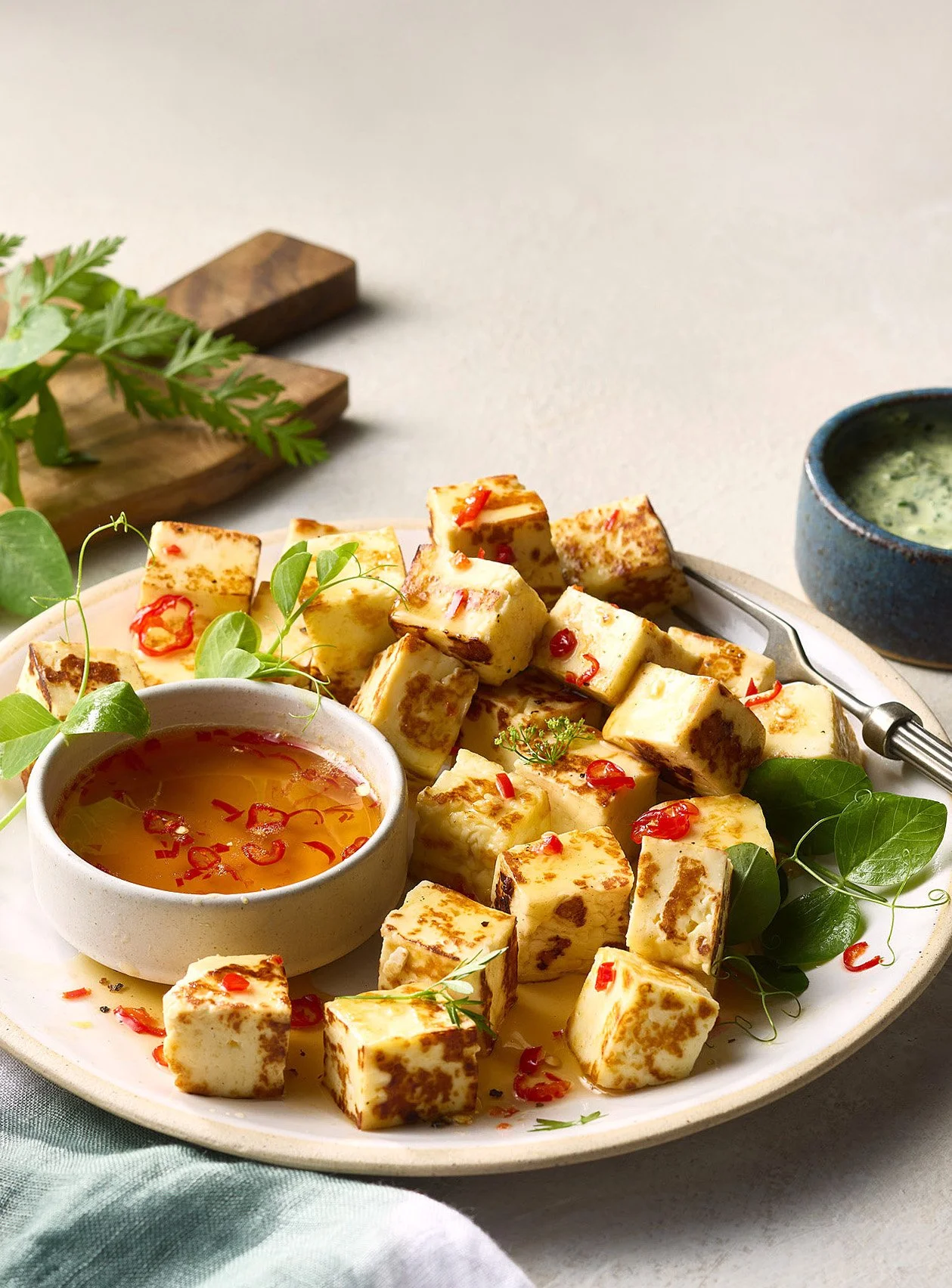 Food branding photographer, hot honey halloumi with chilli