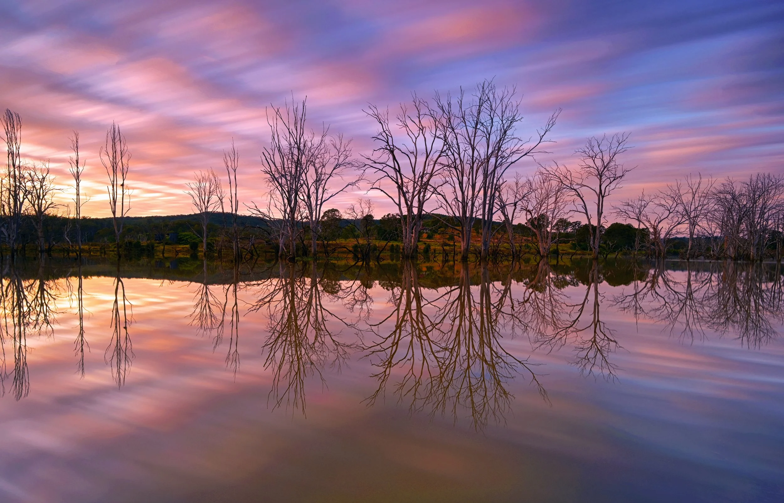 "Sunrise and reflections"
