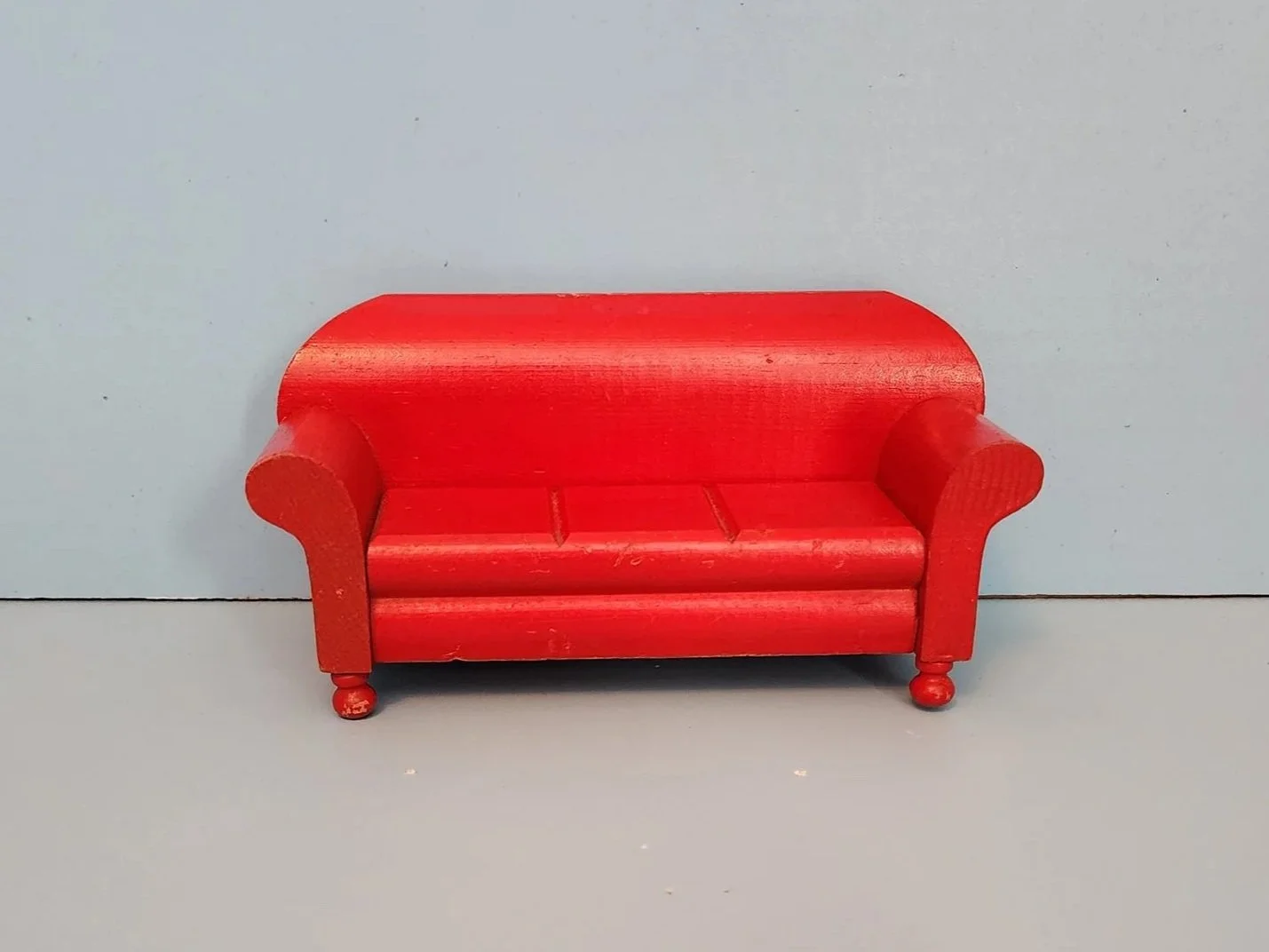 1932 Schoenhut 1" Scale Red Sofa