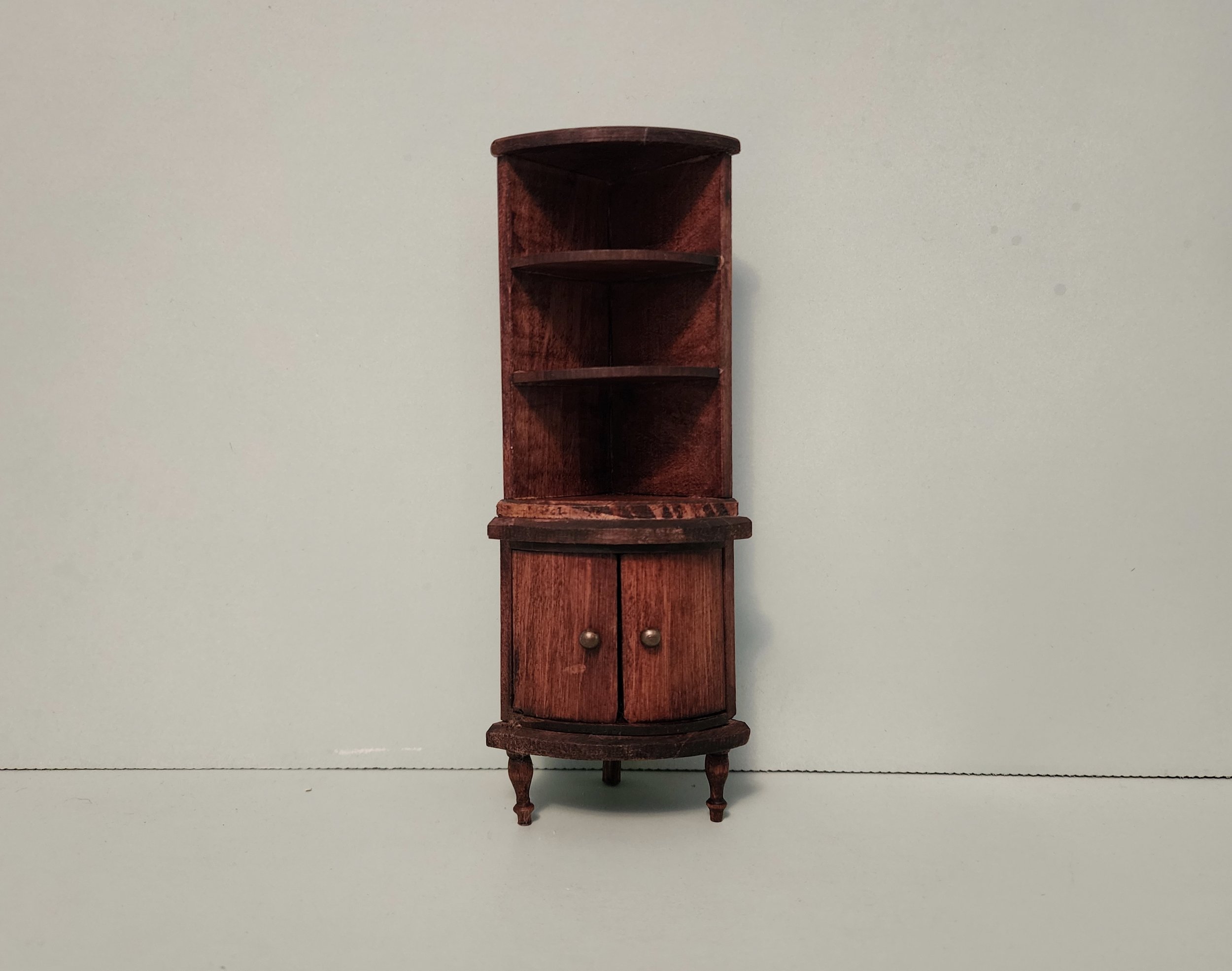 German Red Stain Corner Cabinet