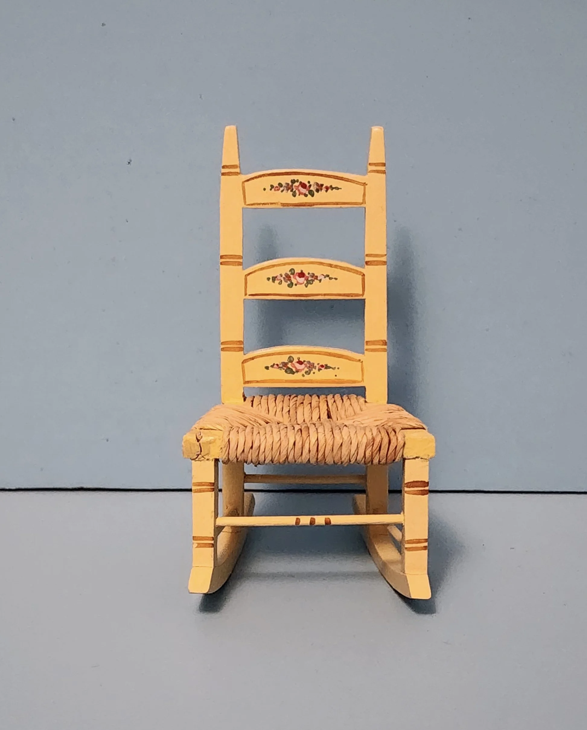 Tynietoy Ladder Back Rocking Chair, Yellow. Item #018. On hold