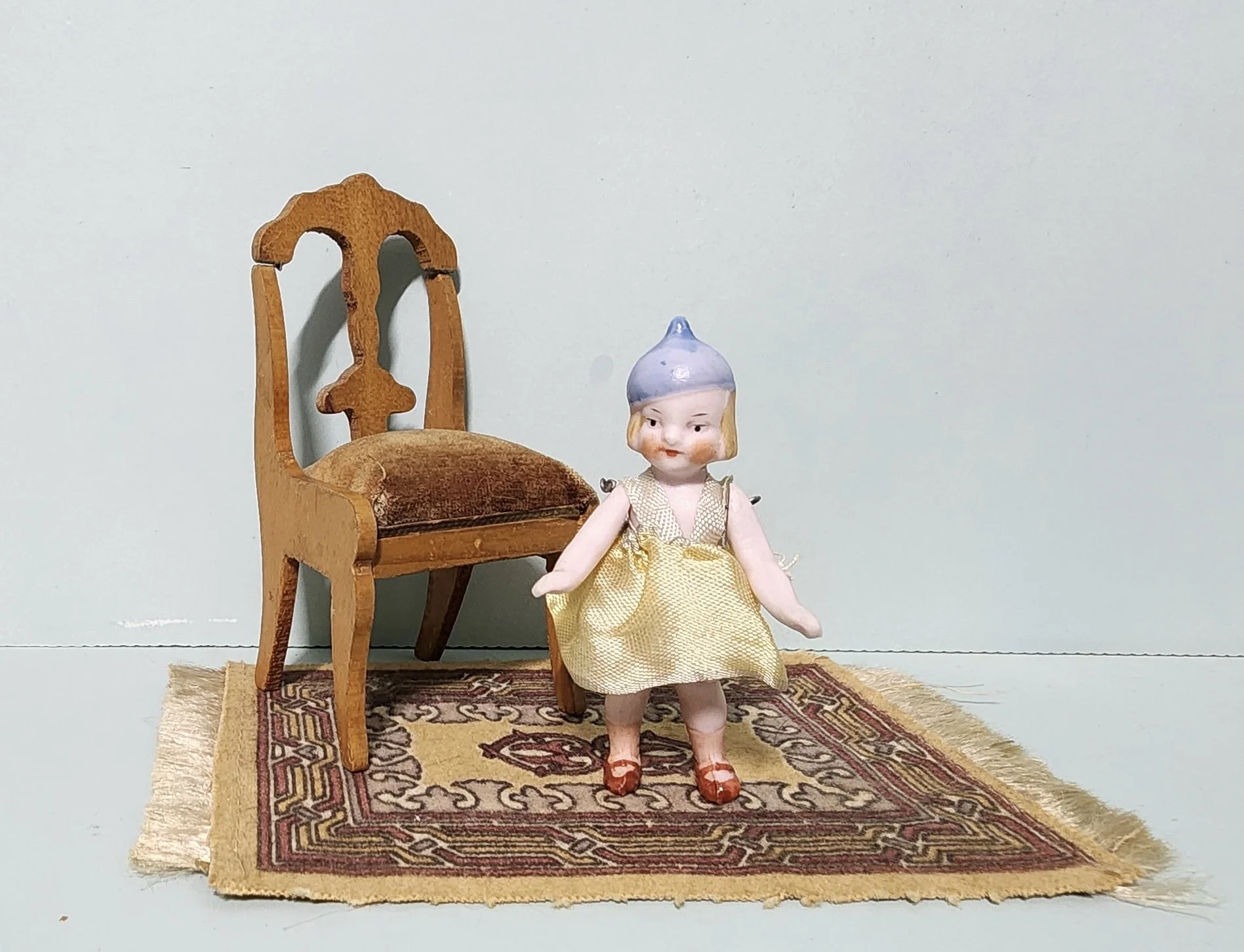 Small All Bisque Dollhouse Girl