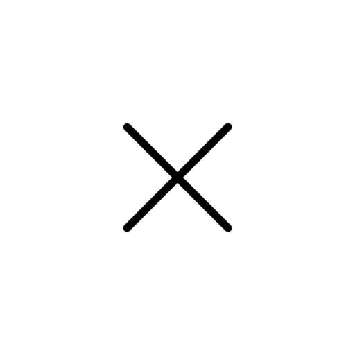 Black circle with a white background and a black 'X' in the center.