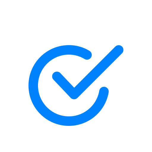 Blue checkmark inside a circle indicating completion or approval.