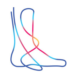 Colorful stylized illustration of a high-heeled shoe with abstract neon accents